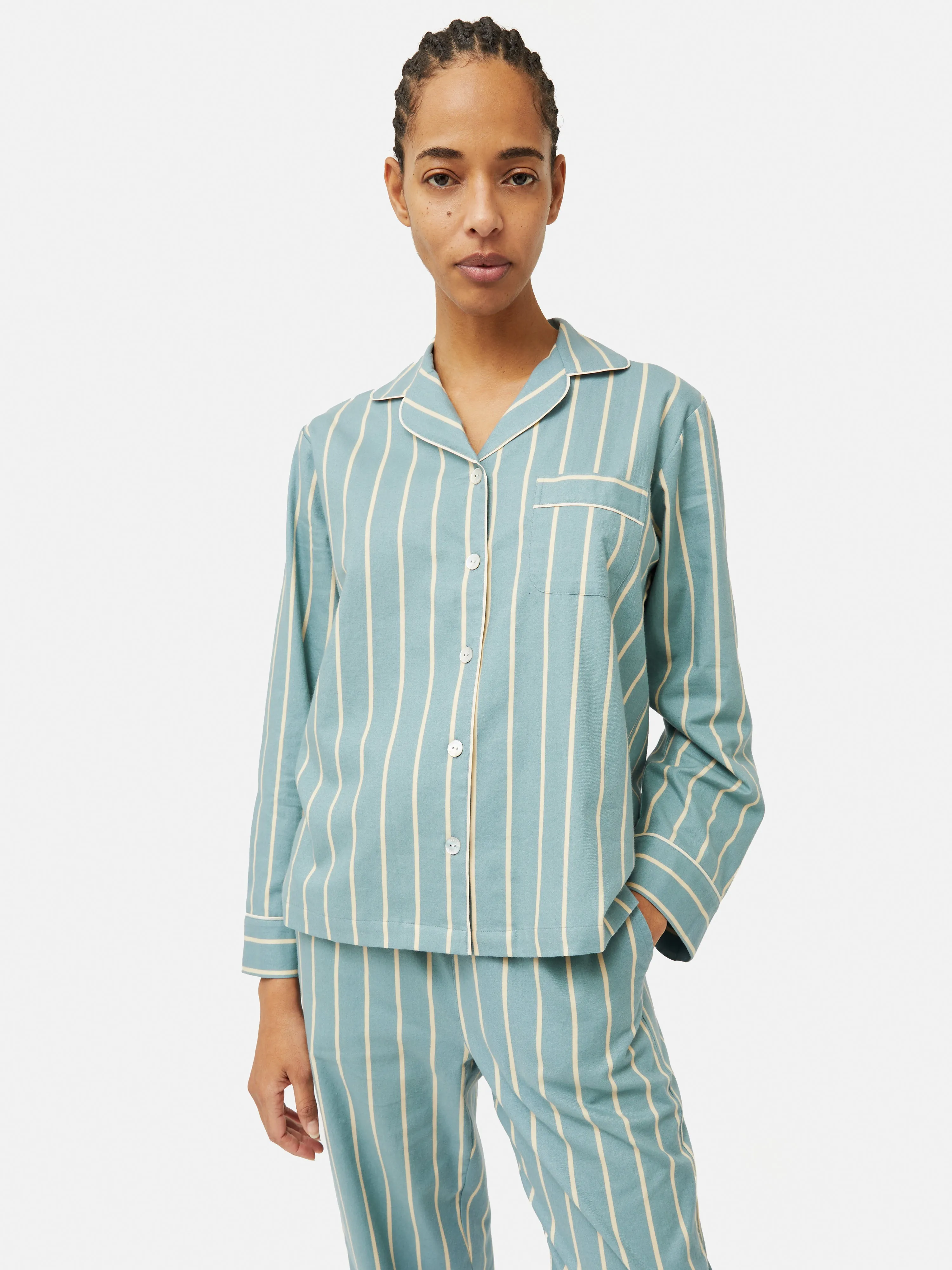 Brushed Twill Stripe Pyjamas | Blue