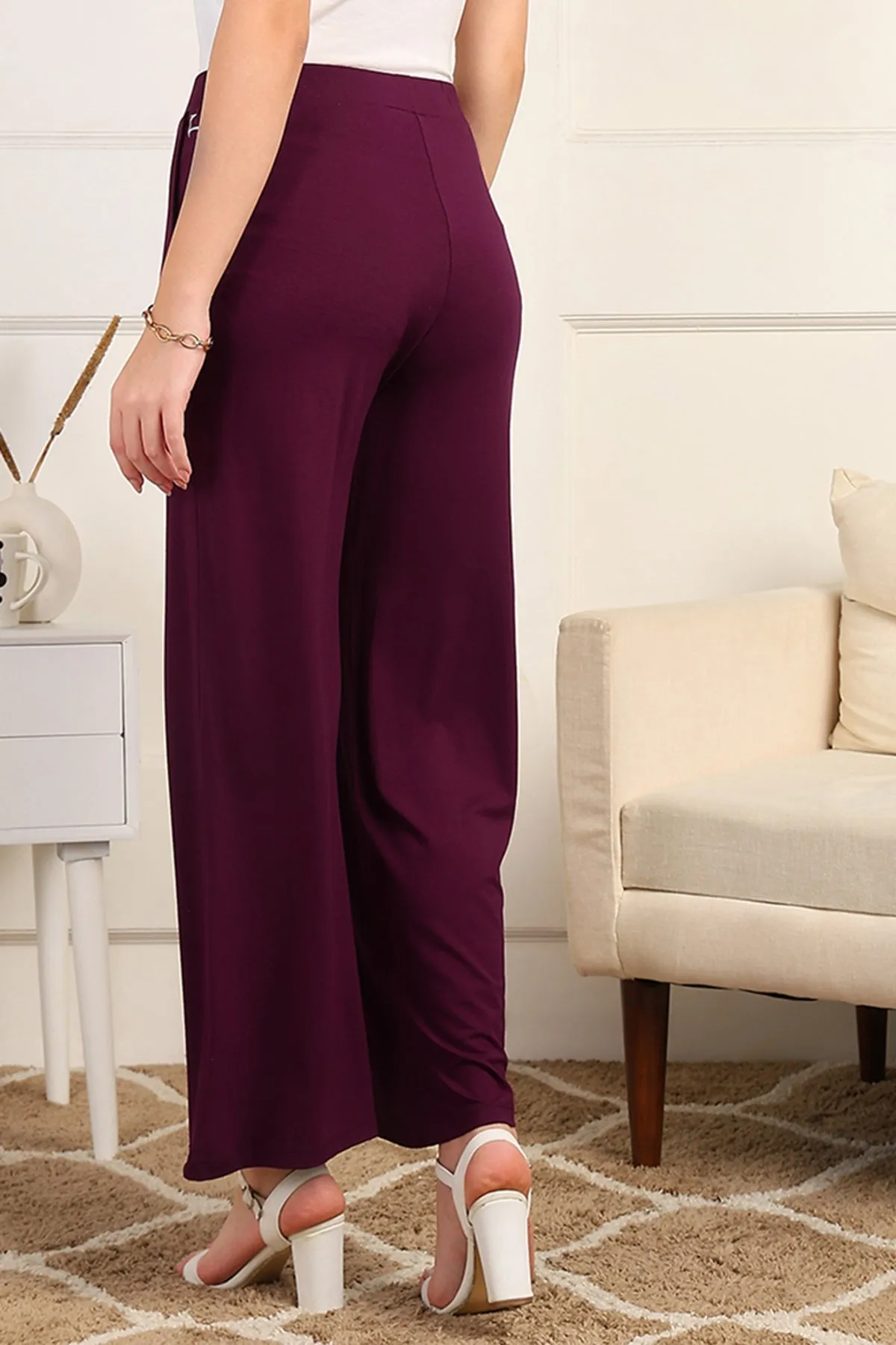 Burgundy High Waist Maternity Pajama