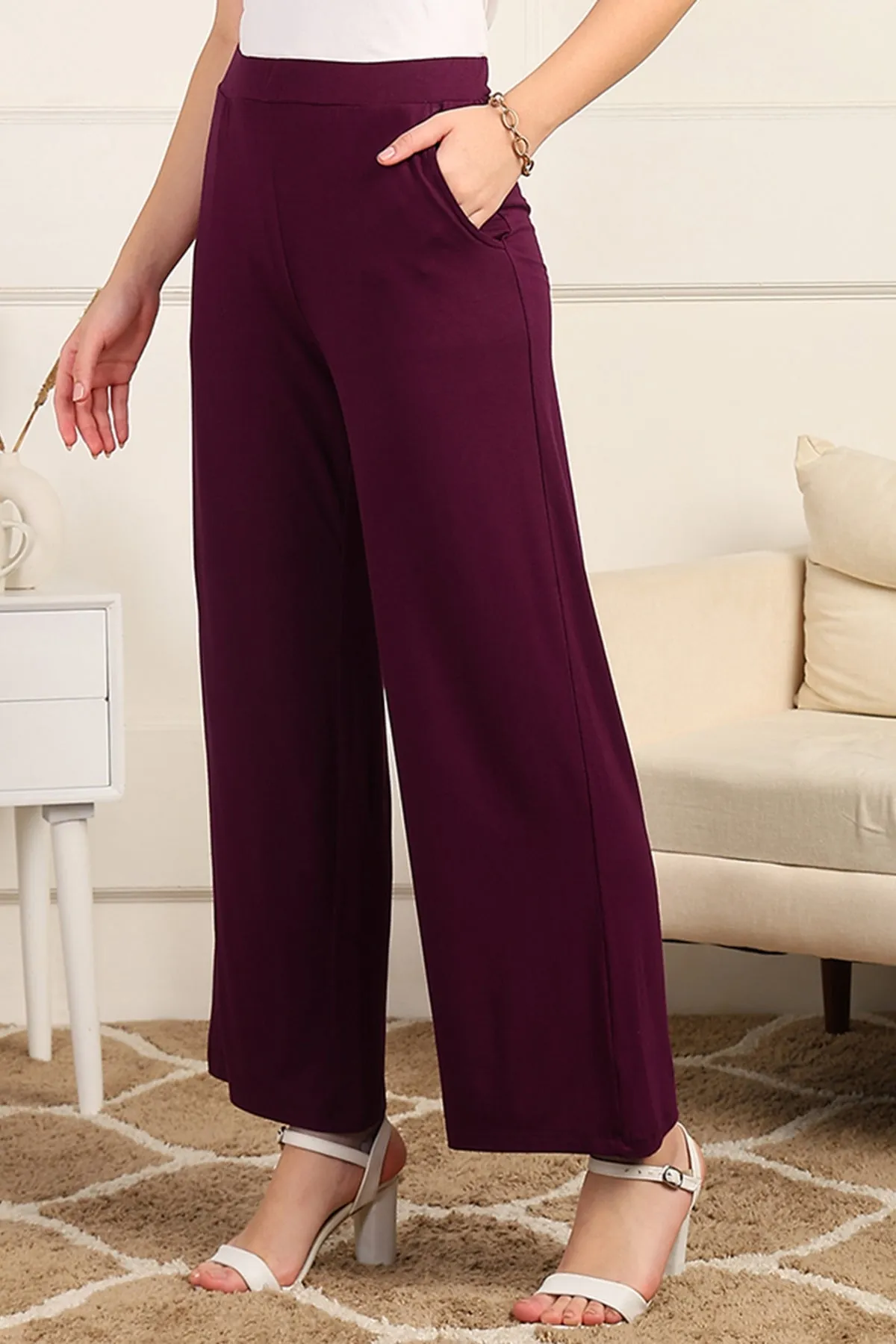 Burgundy High Waist Maternity Pajama