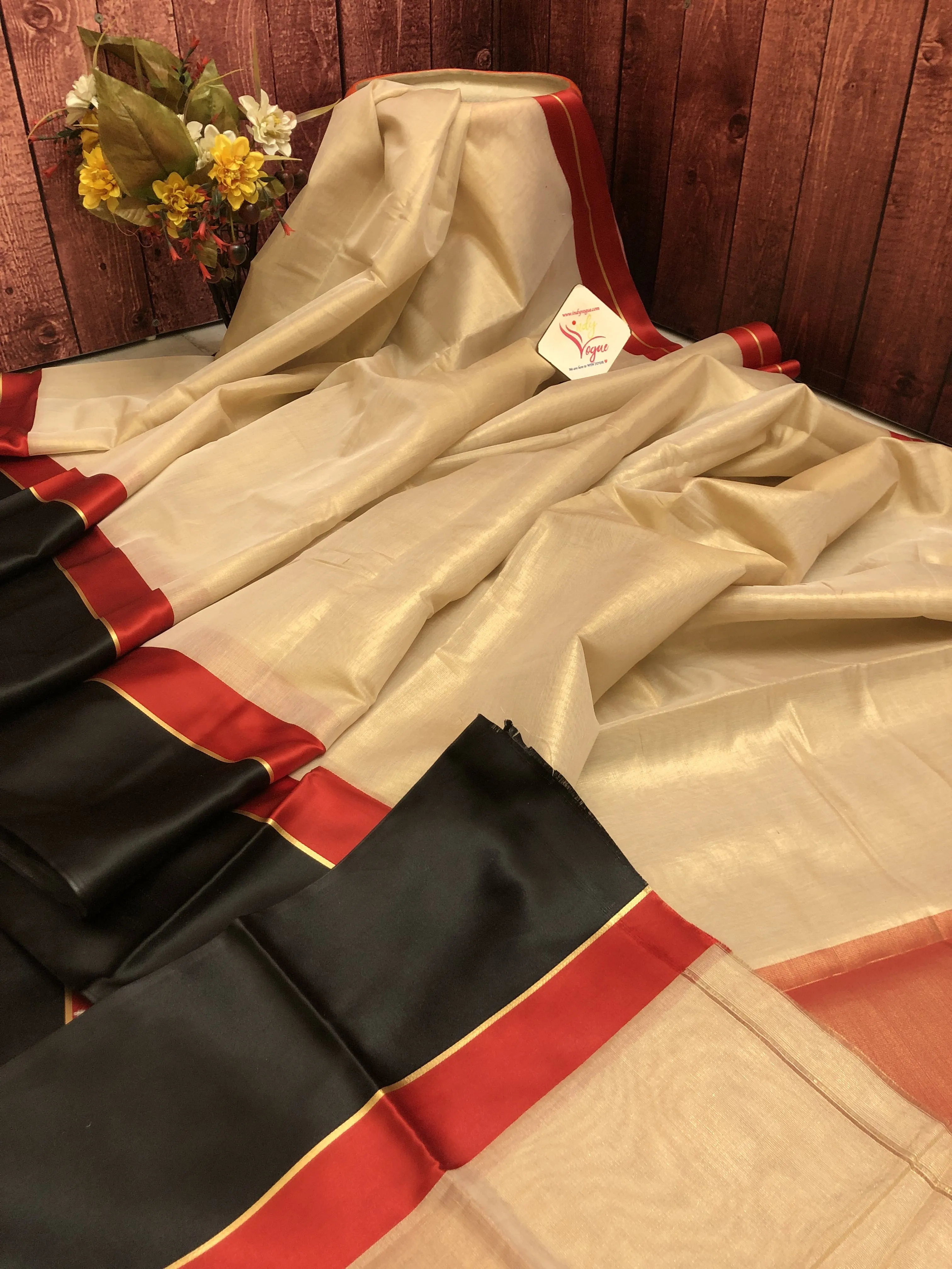 Butter Cream Color Tissue Chanderi Saree