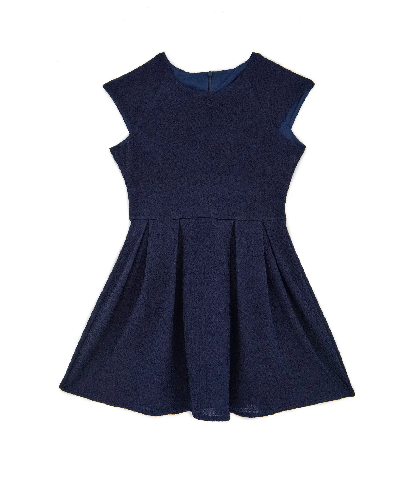 By Debra Girls Navy Cap Sleeve Box Pleat Dress