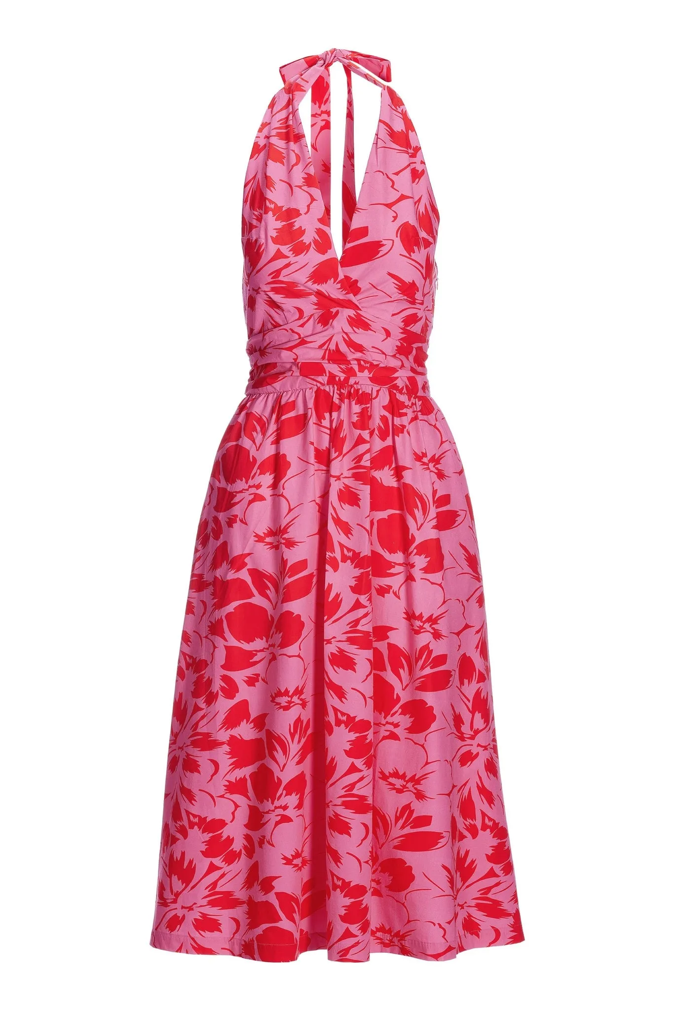 Cabana Floral Halter Fit And Flare Dress Pink