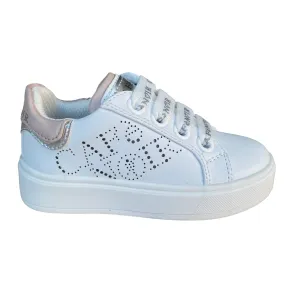 Cafè Noir girl's shoe with lace and side zip C-2401w white