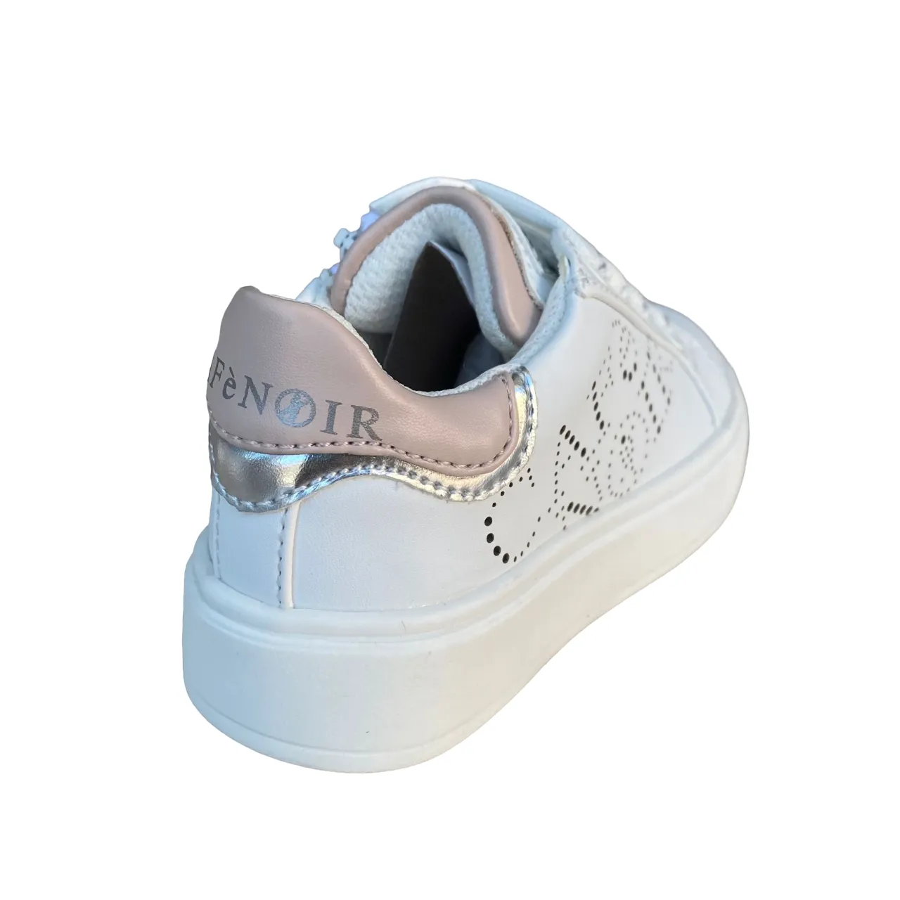 Cafè Noir girl's shoe with lace and side zip C-2401w white