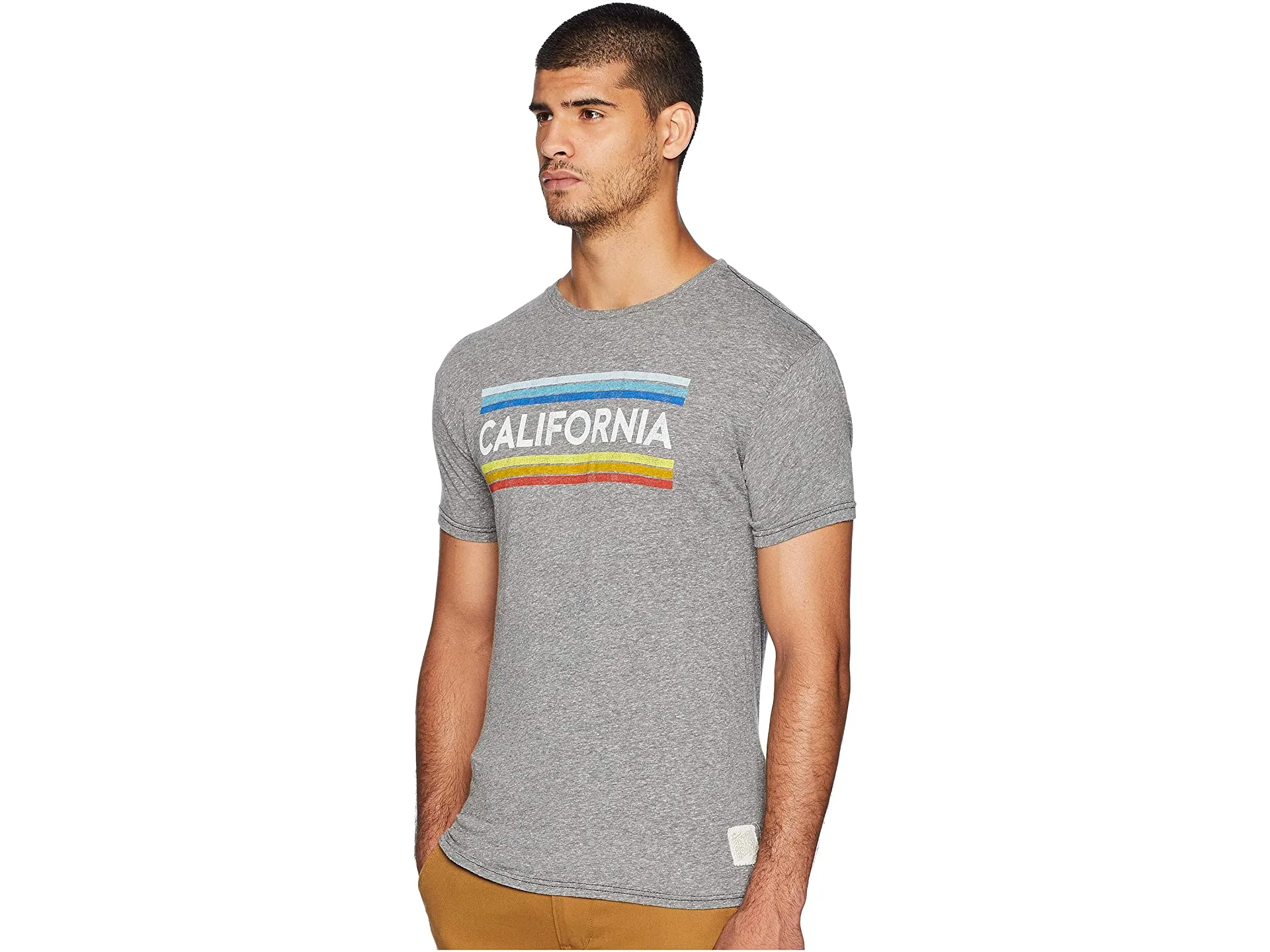 California Vintage Stripe Tee (Heather Grey)