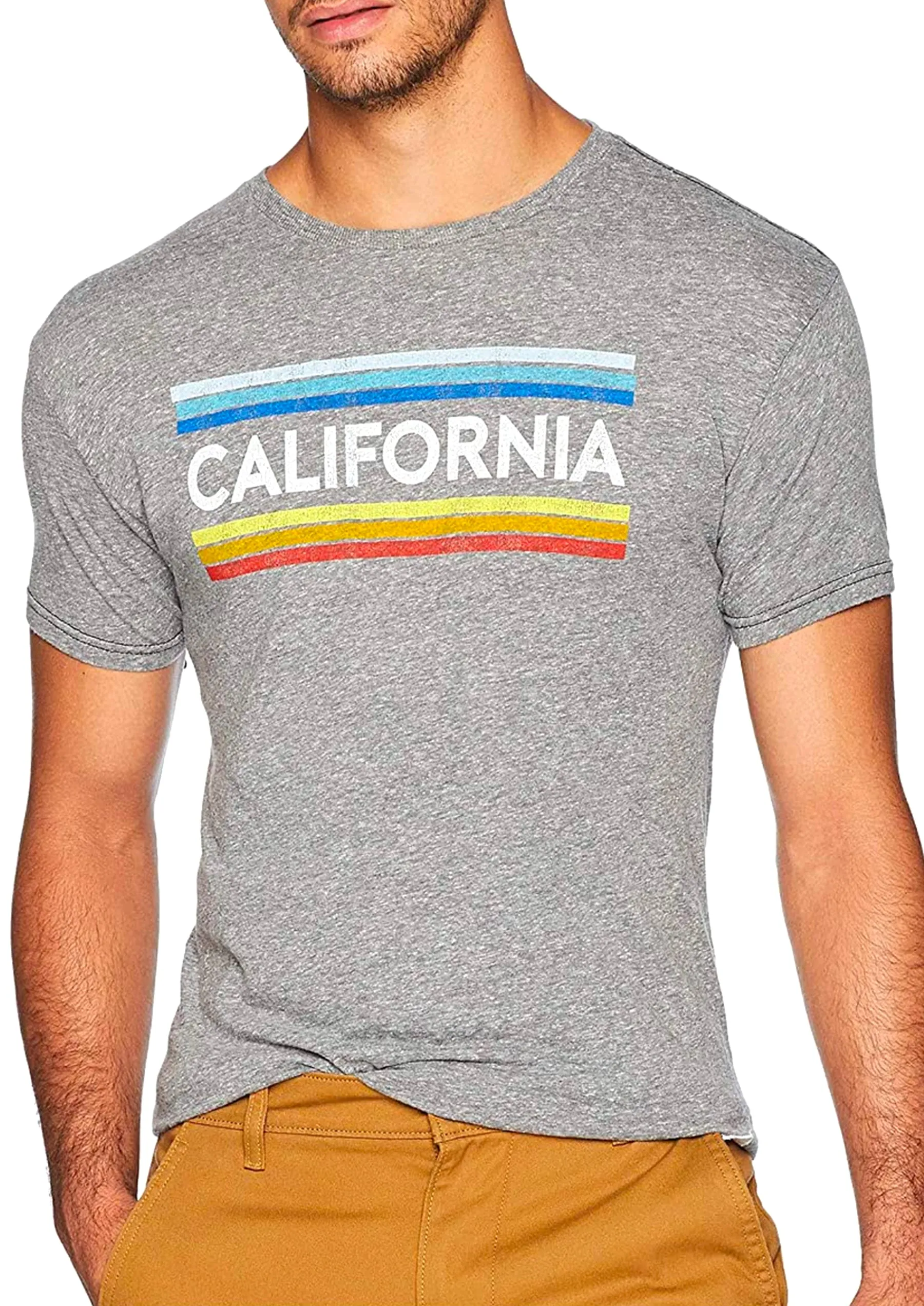 California Vintage Stripe Tee (Heather Grey)