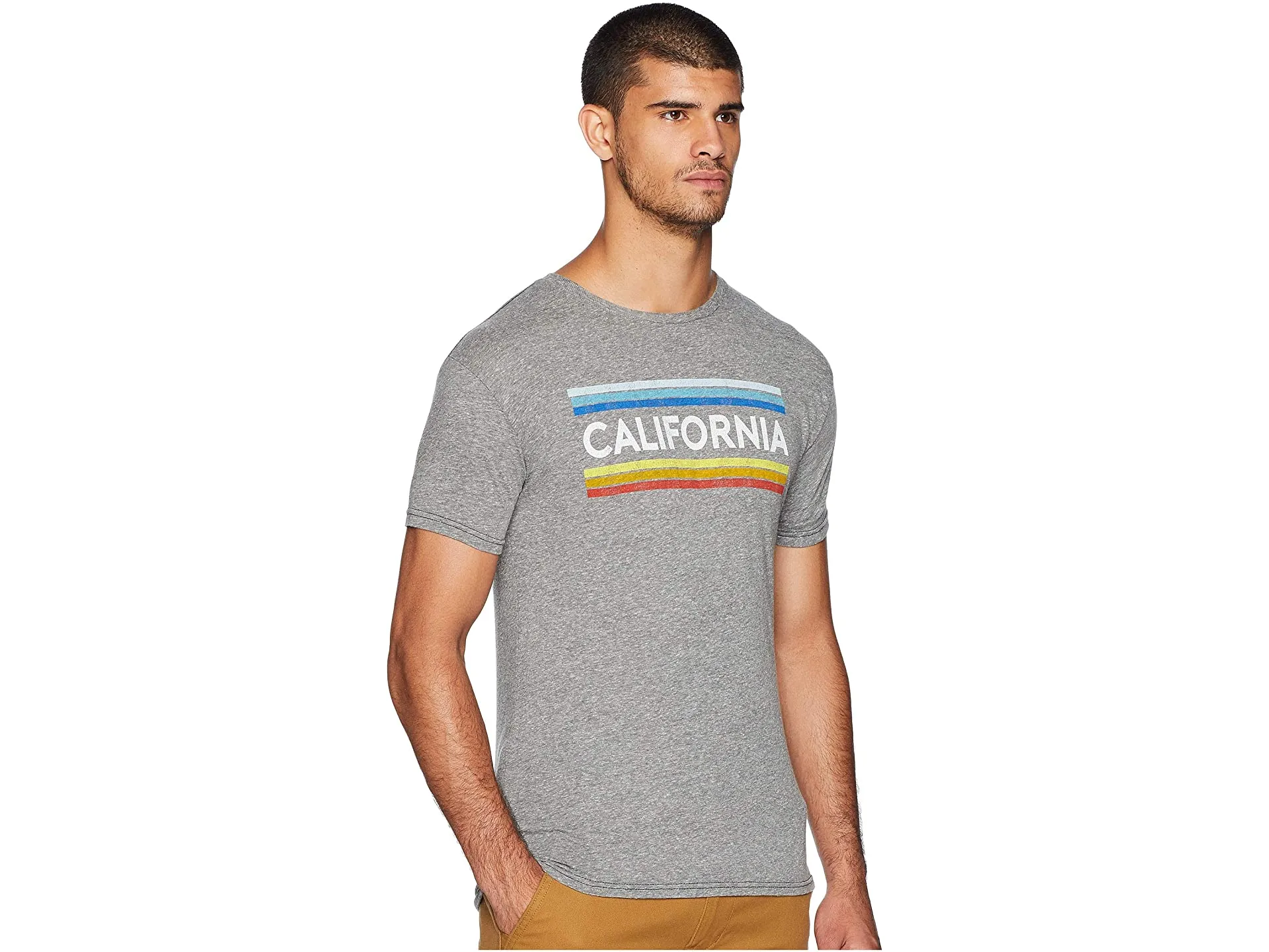 California Vintage Stripe Tee (Heather Grey)