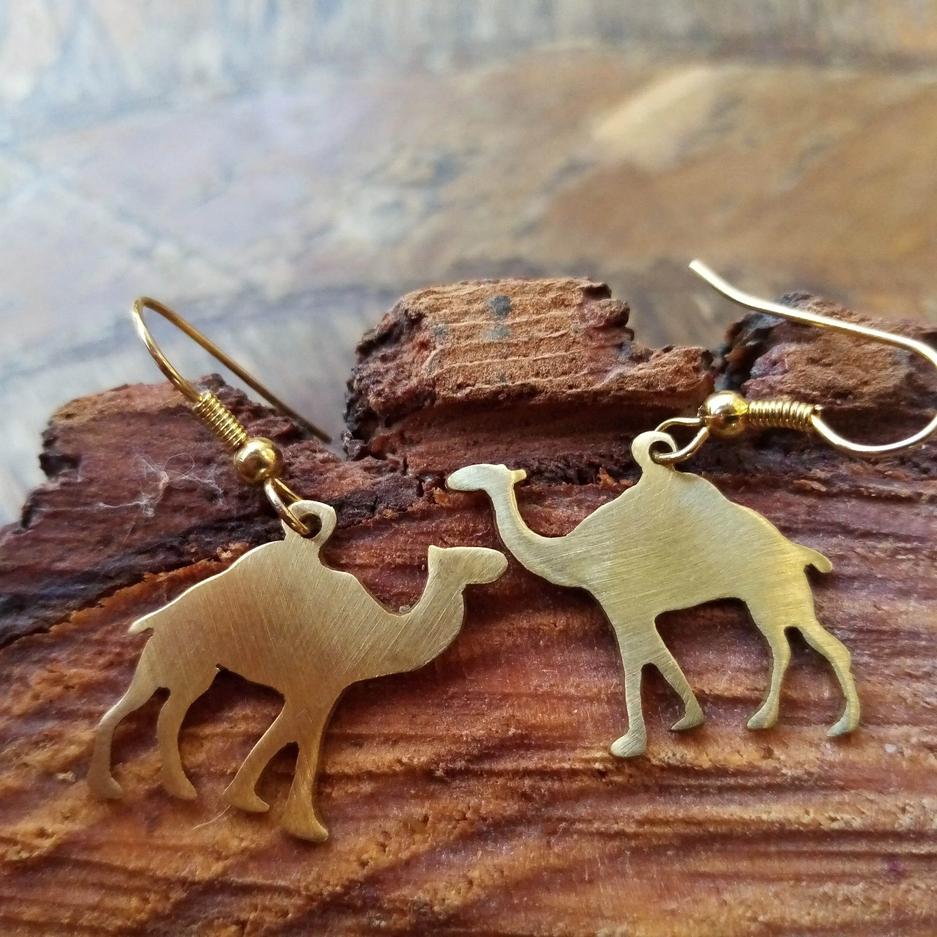 Camel Earrings in Brass