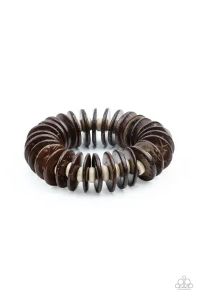 Caribbean Reefs Brown and White Wood Bracelet - Paparazzi Accessories