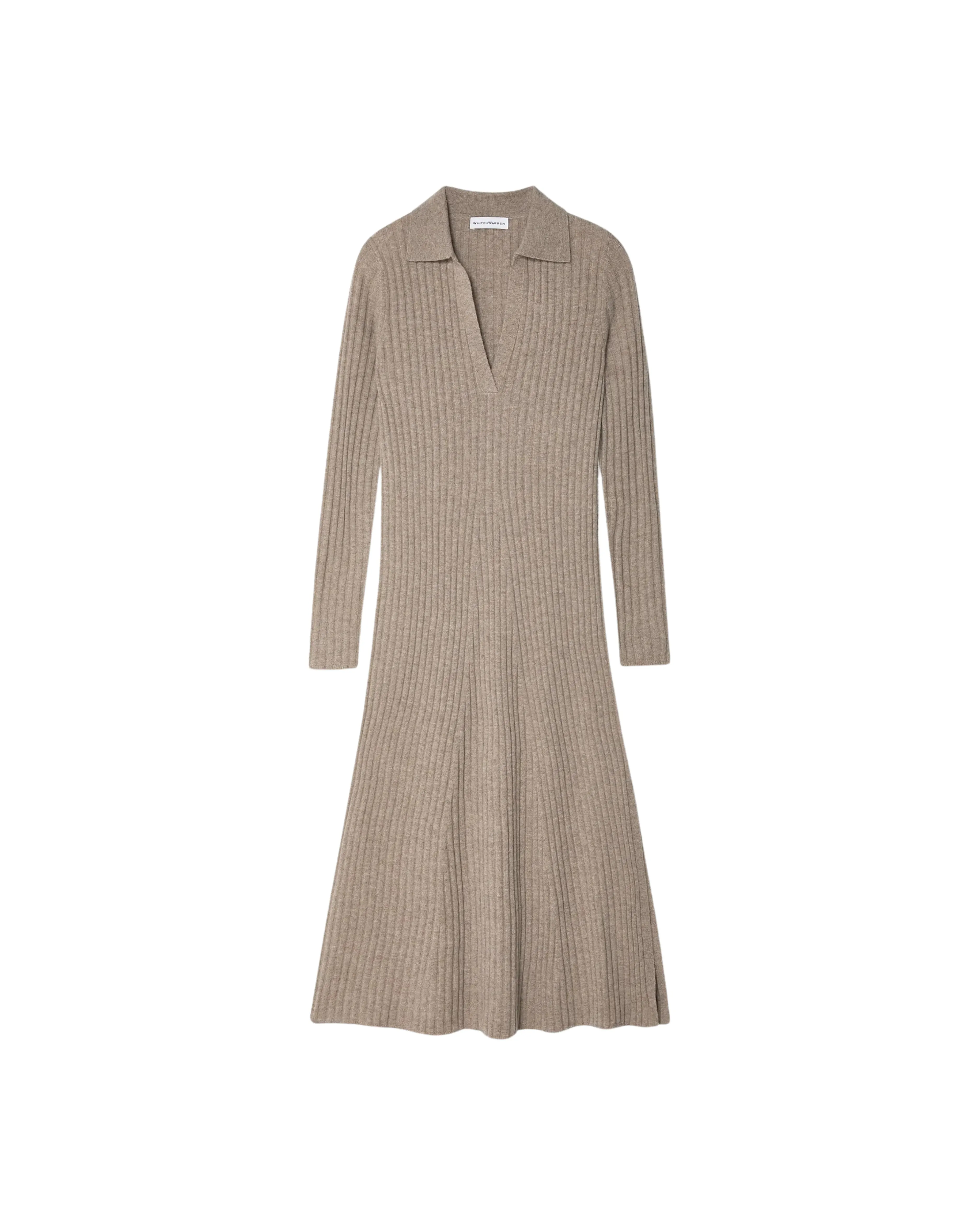 Cashmere Blended Ribbed Polo Dress