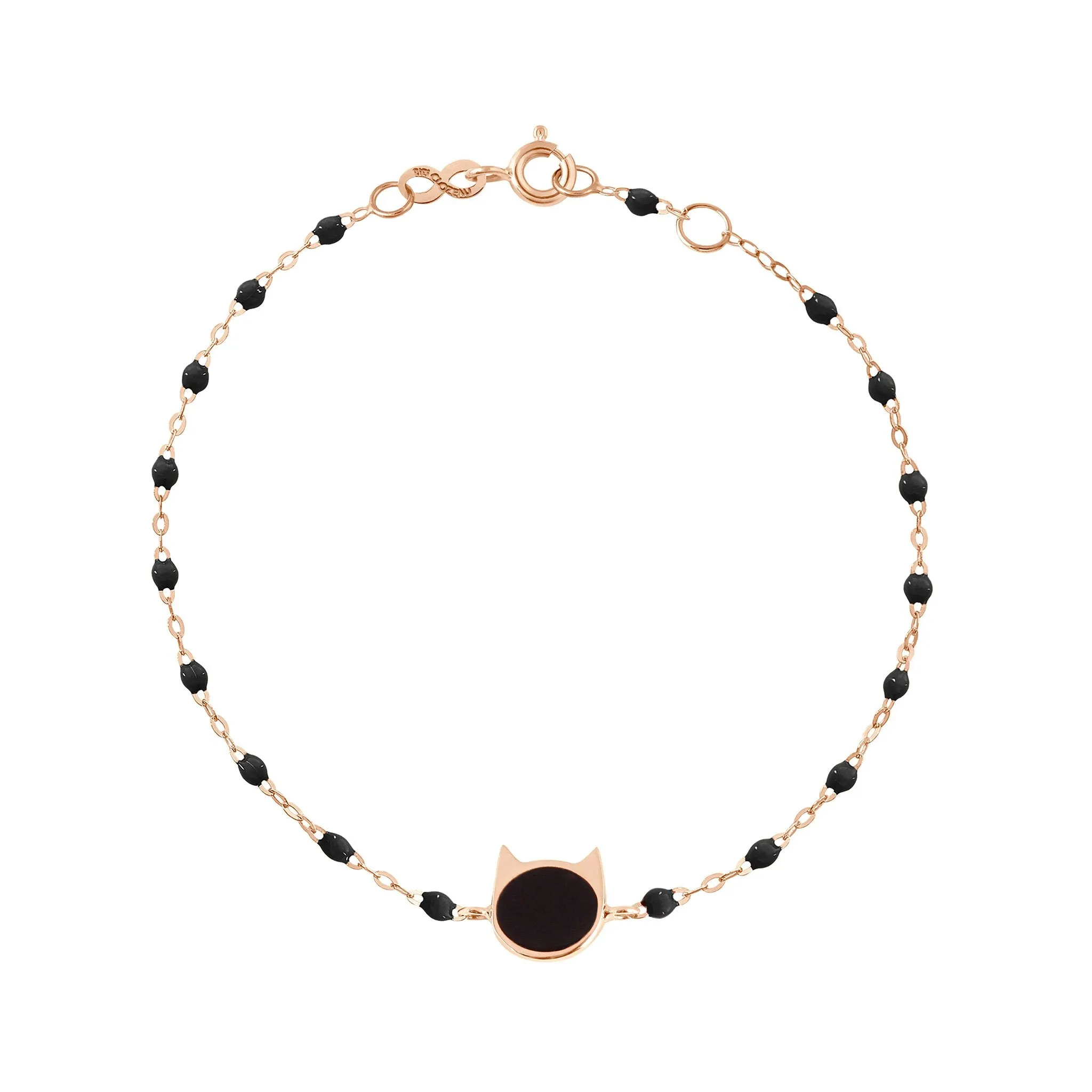 Cat Classic Gigi Black bracelet, Rose Gold, 6.7"