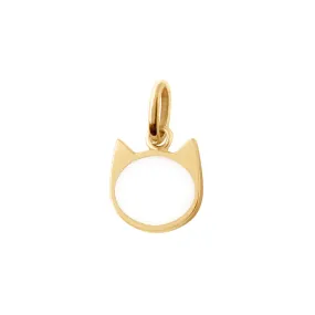 Cat White Resin pendant, Yellow Gold