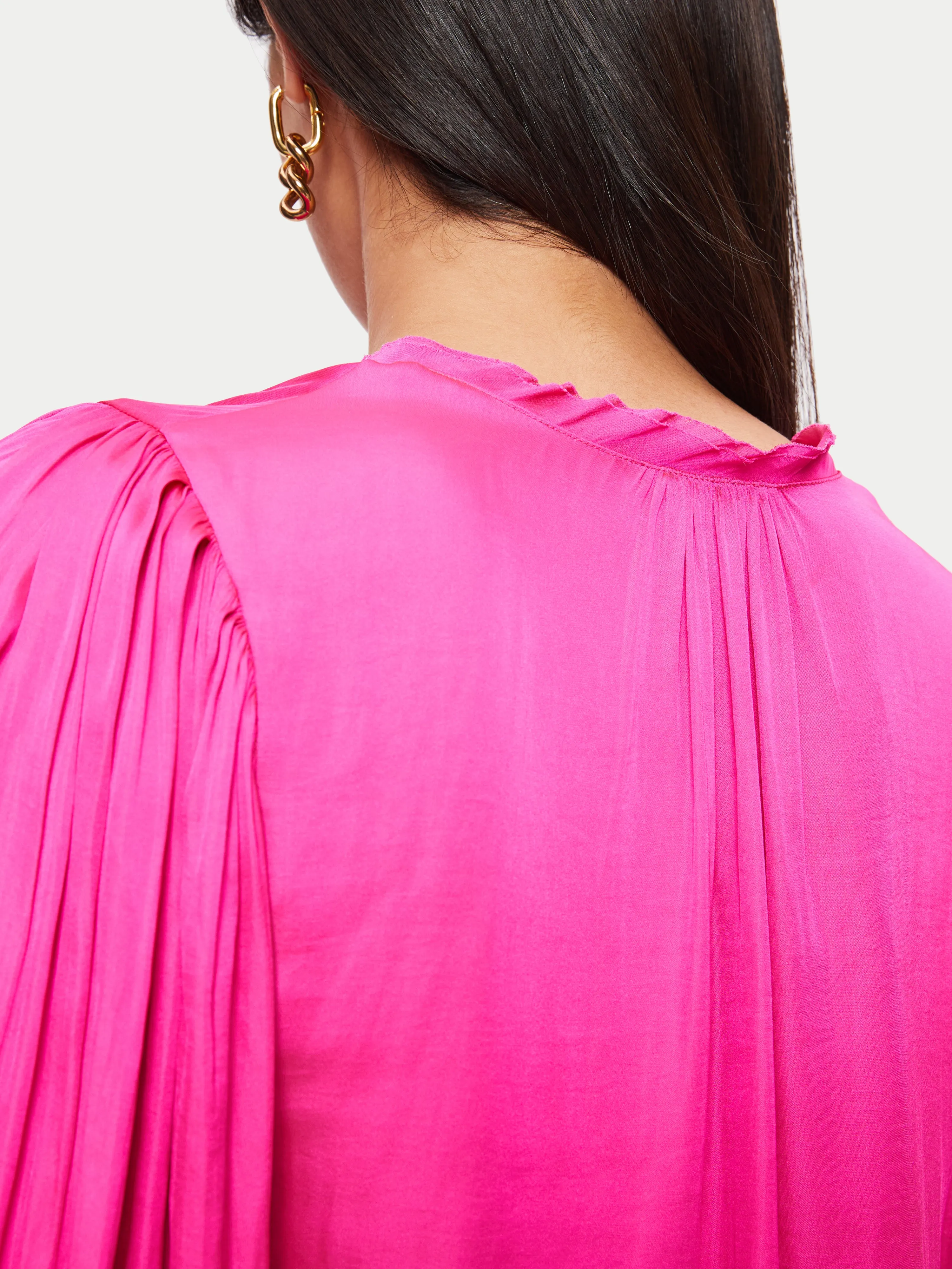 Cecily Satin Drape Top | Pink