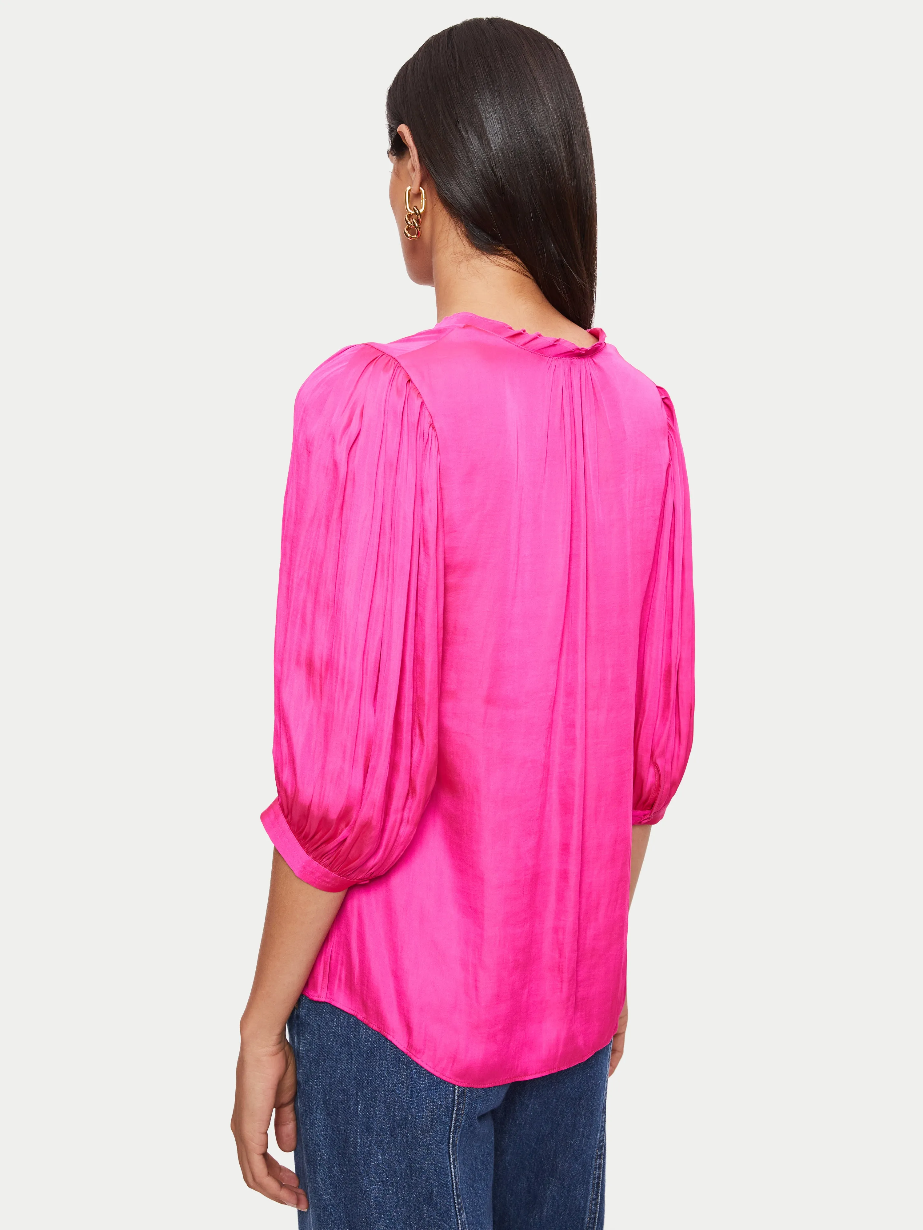 Cecily Satin Drape Top | Pink