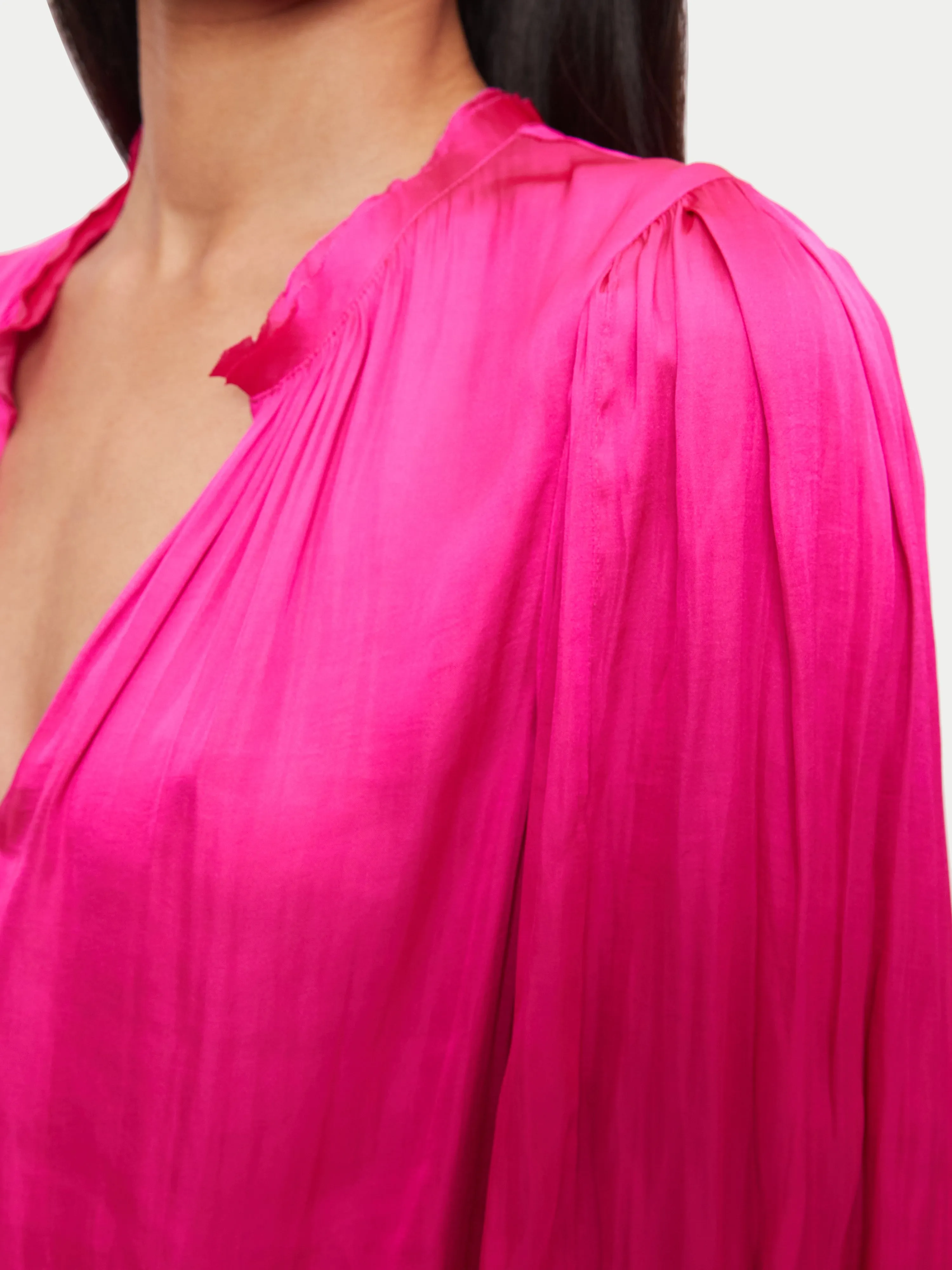 Cecily Satin Drape Top | Pink