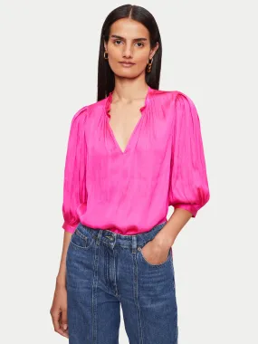 Cecily Satin Drape Top | Pink