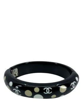 Chanel Resin CC Logo Polka Dot Bangle Bracelet