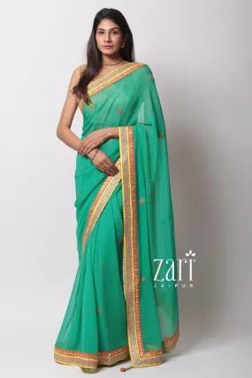 Chiffon  Saree with Aari, Gota Patti, Sequins work.