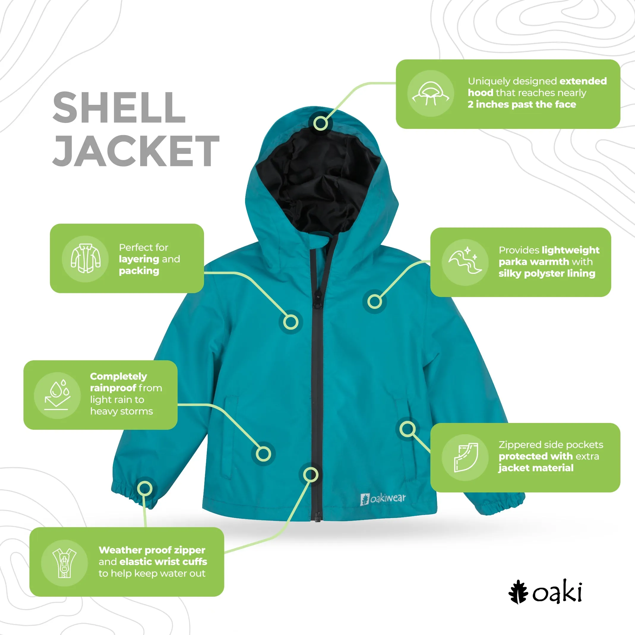 Children's Waterproof Shell Jacket, Glacier Blue