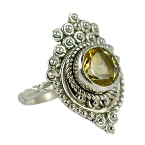 Citrine Round 925 Solid Sterling Silver Handmade Ring Size 4 to 13 US