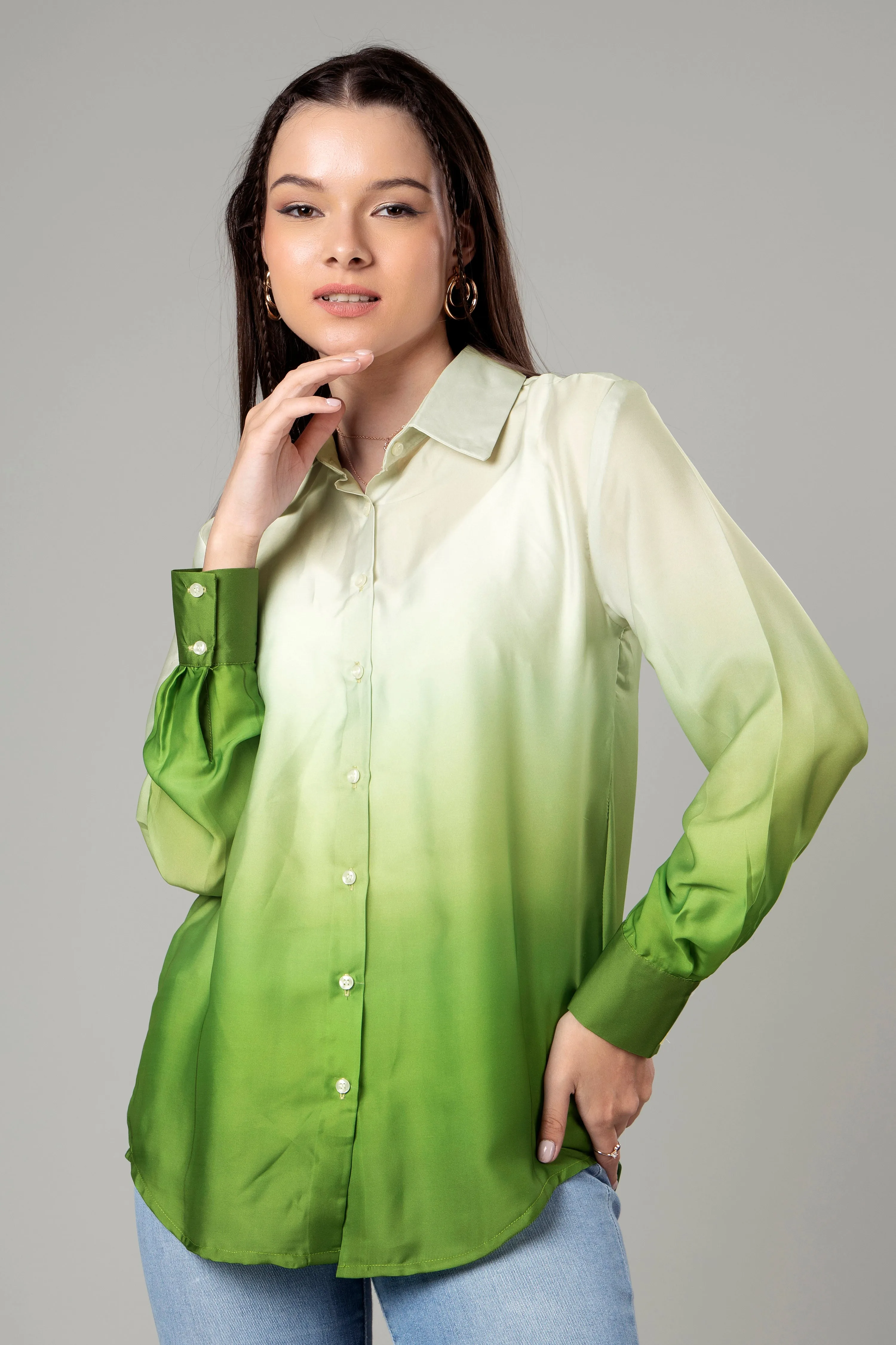 Classic Casual Ombre Shirt For Women