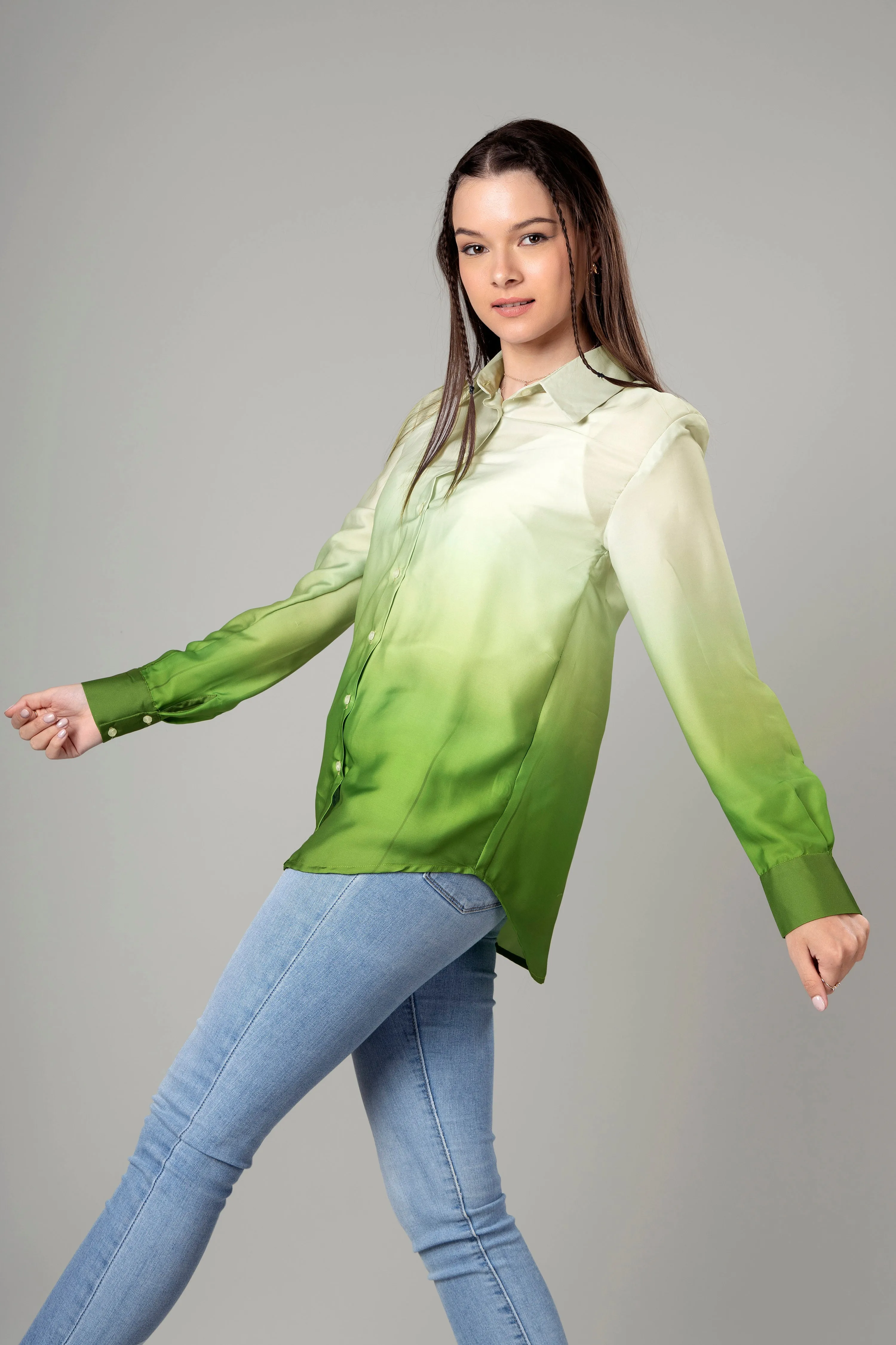 Classic Casual Ombre Shirt For Women