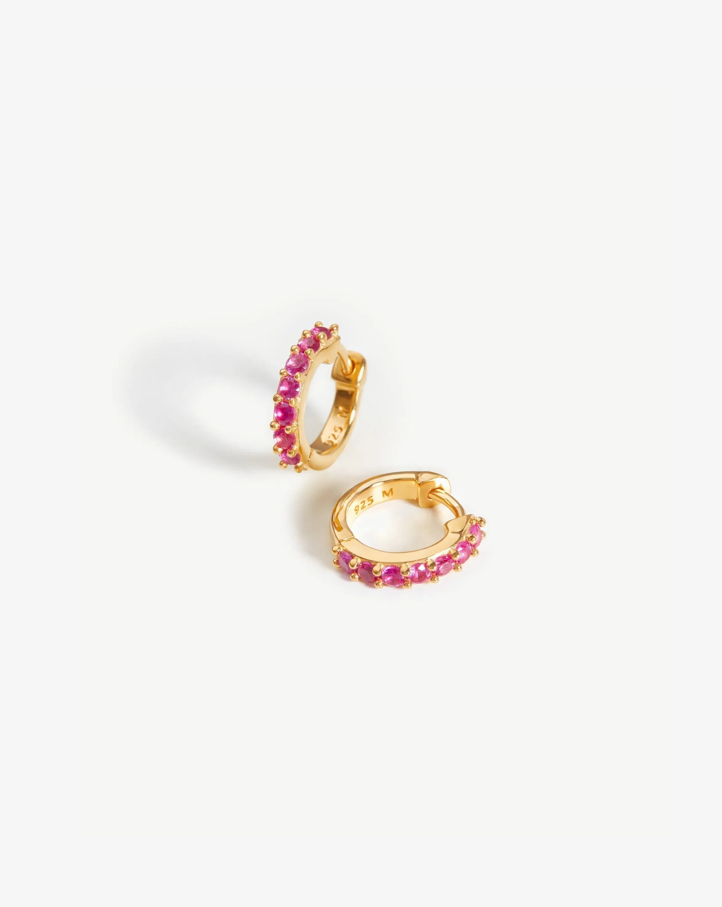 Classic Stone Huggies | 18ct Gold Plated Vermeil/Pink Zirconia