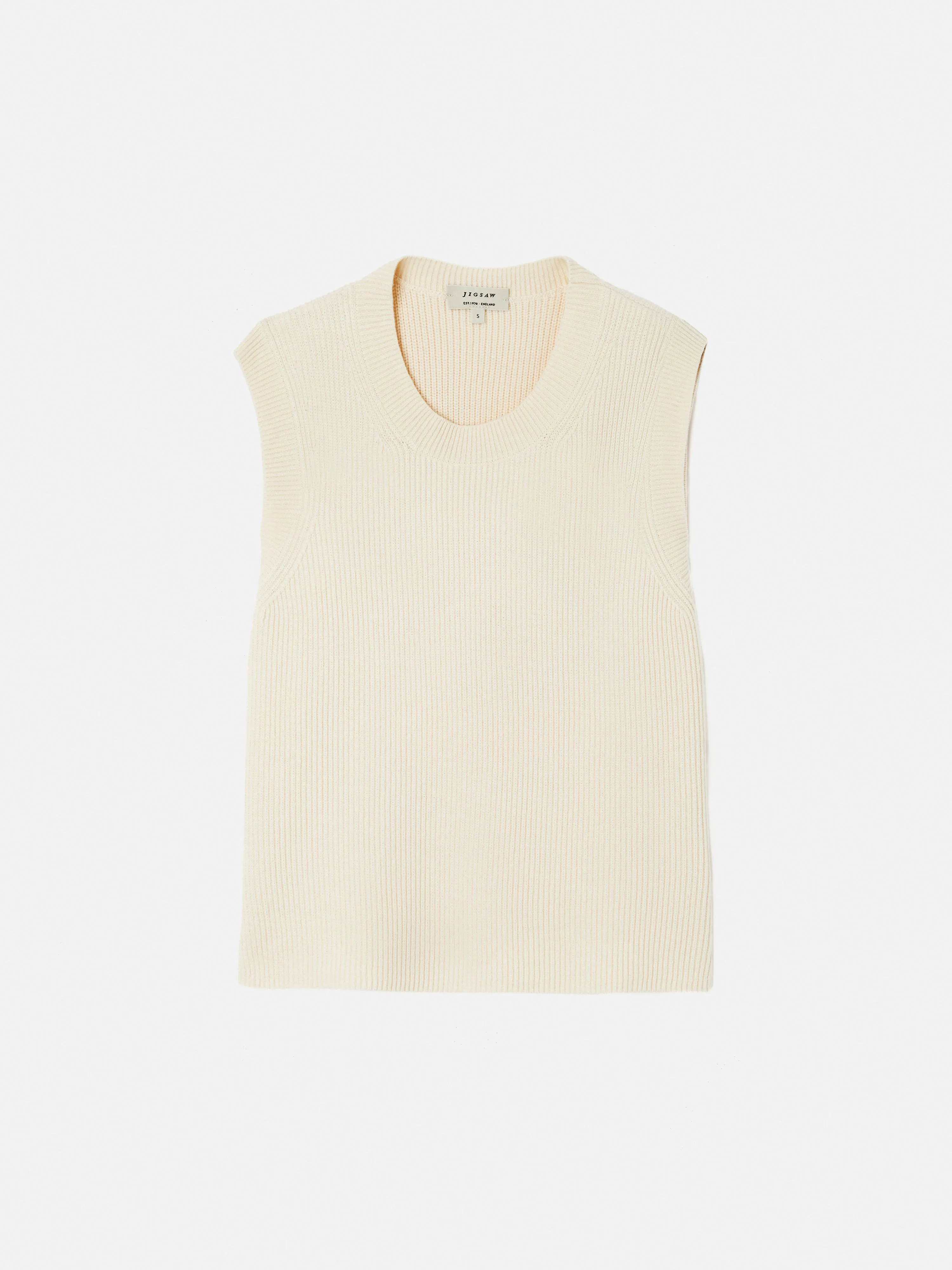 Cotton Blend Crew Tank | Ivory