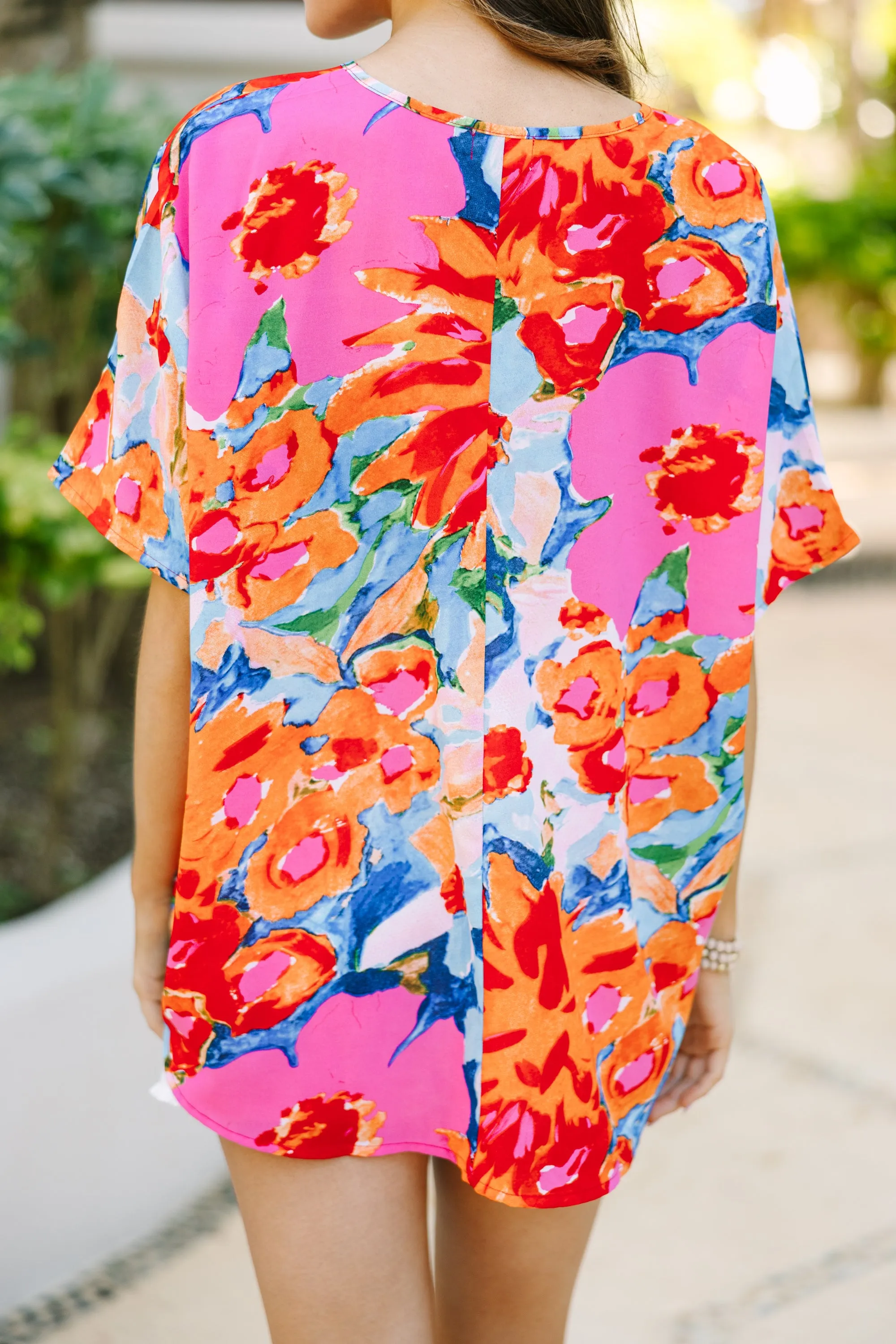 Couldn't Be Better Coral Orange Floral Top