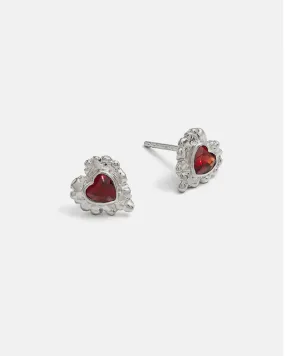 Coup de Foudre Earrings in Silver with Garnet