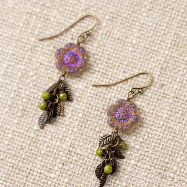 Czech Glass Flower & Leaves Dangles by Anne Vaughan