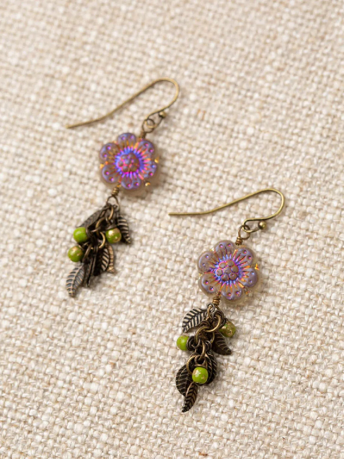 Czech Glass Flower & Leaves Dangles by Anne Vaughan