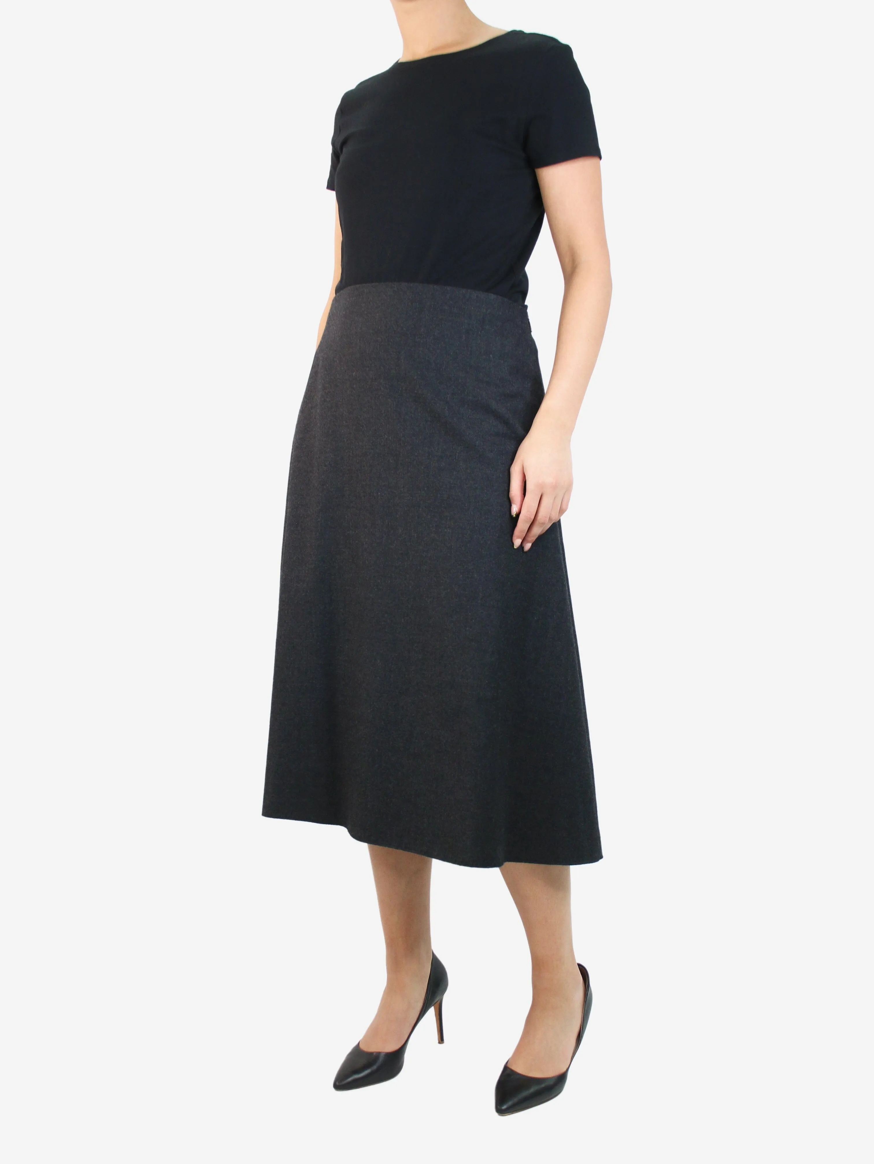 Dark grey wool A-line skirt - size US 10