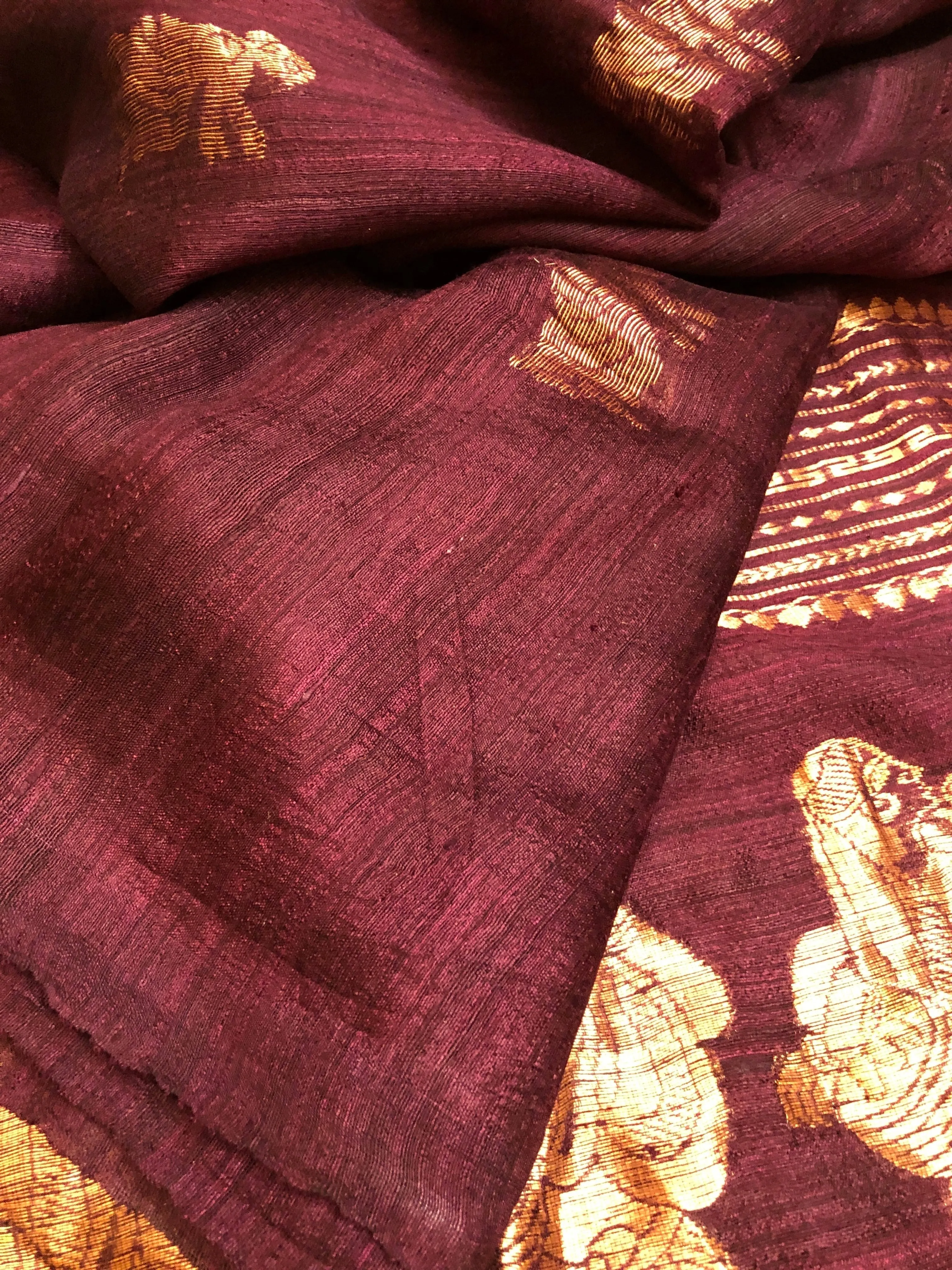 Deep Brown Color Pure Designer Matka Saree with Baluchari Design