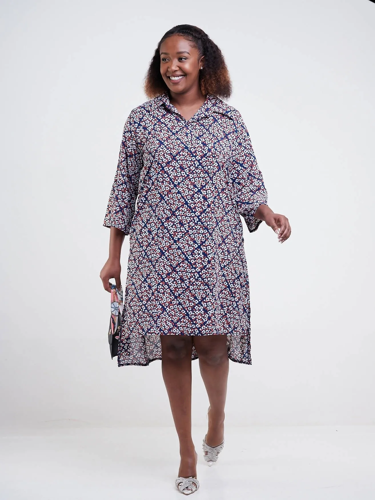 Dewuor High Low Shift Dress - Blue