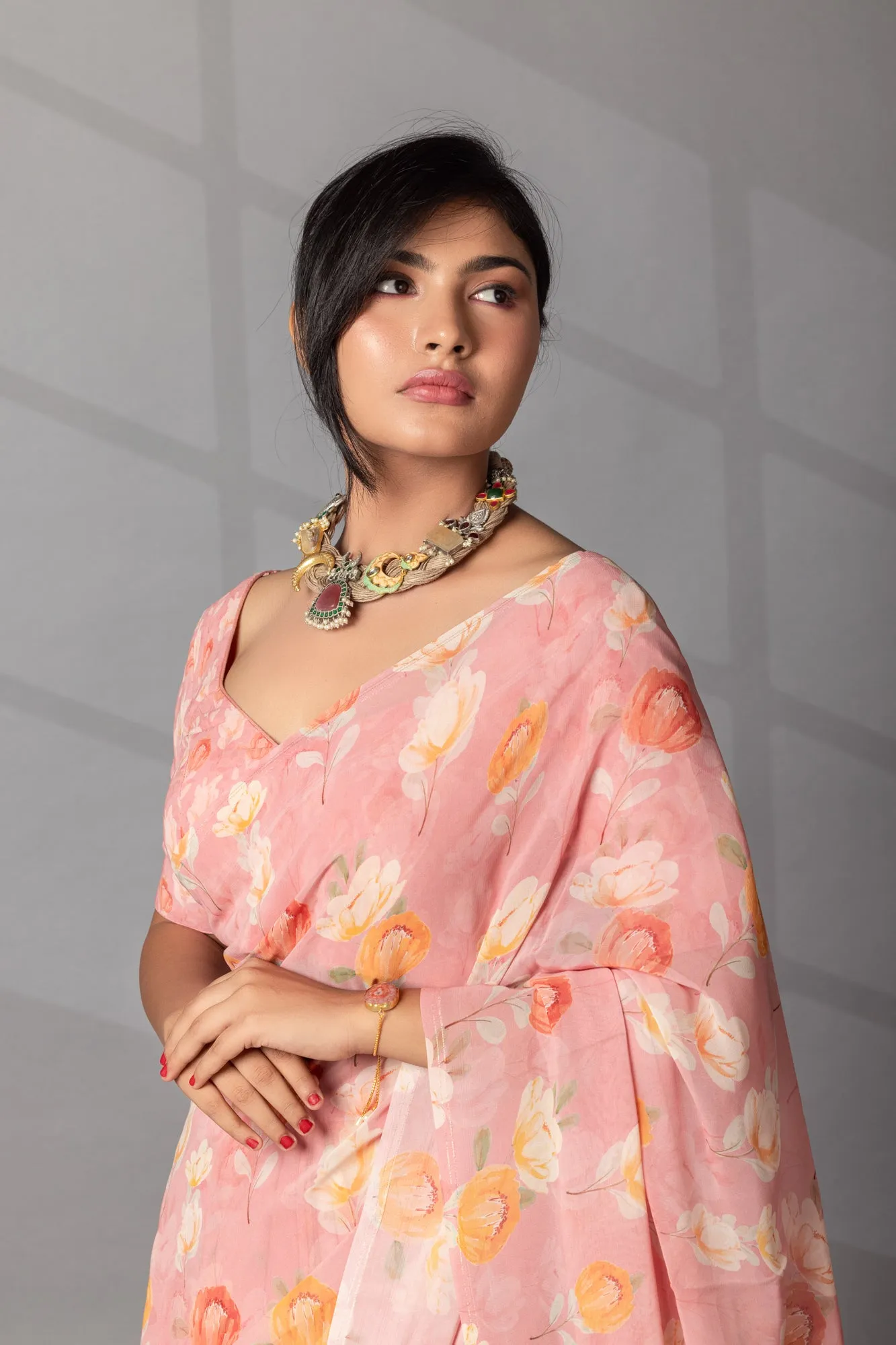 Digital Floral Print Georgette Saree