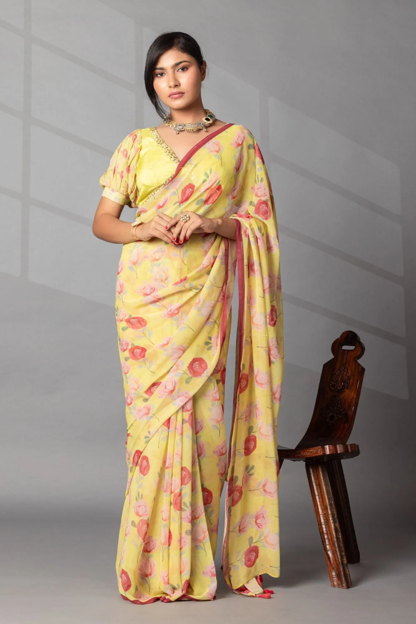 Digital Floral Print Georgette Saree