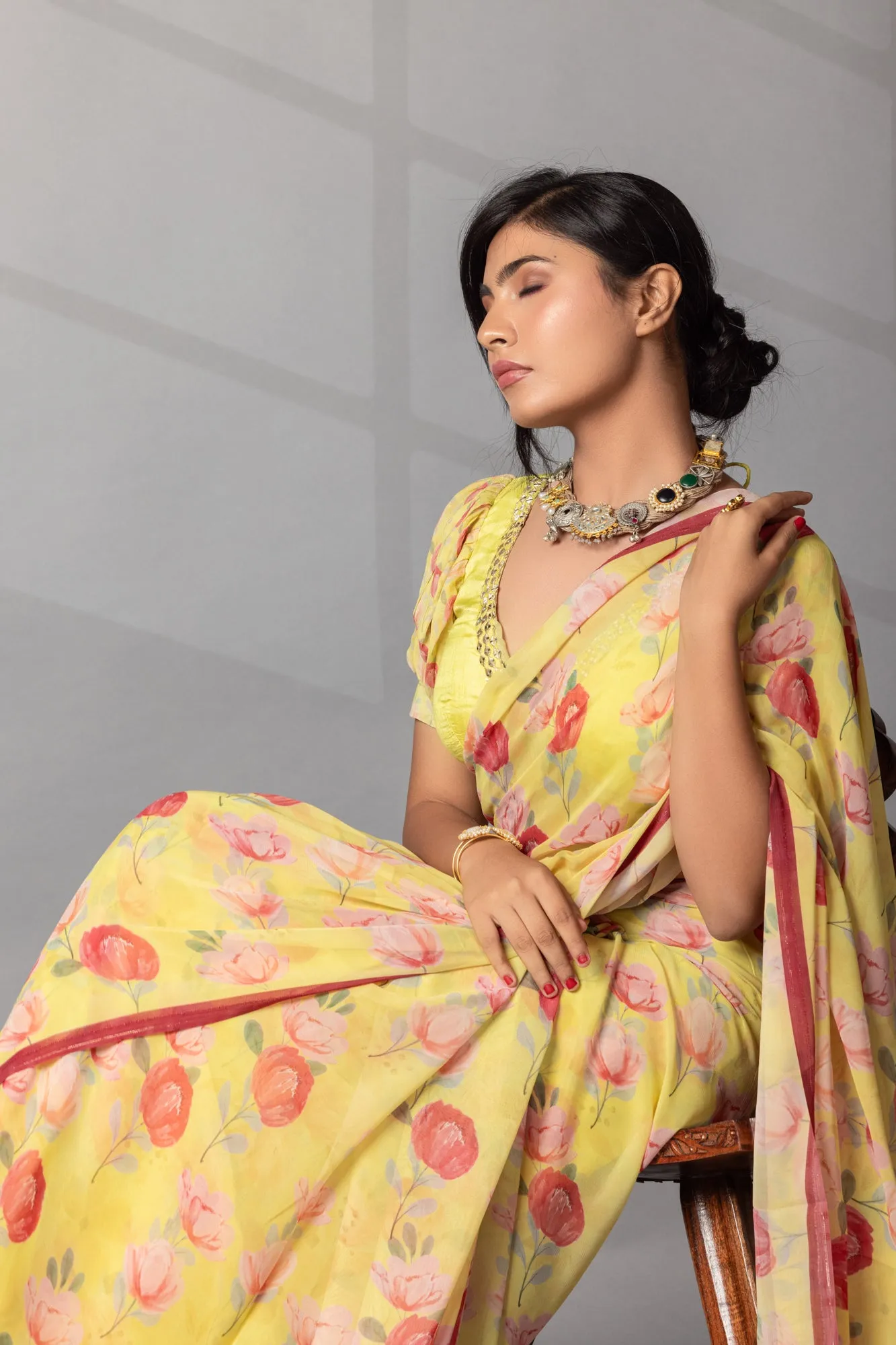 Digital Floral Print Georgette Saree