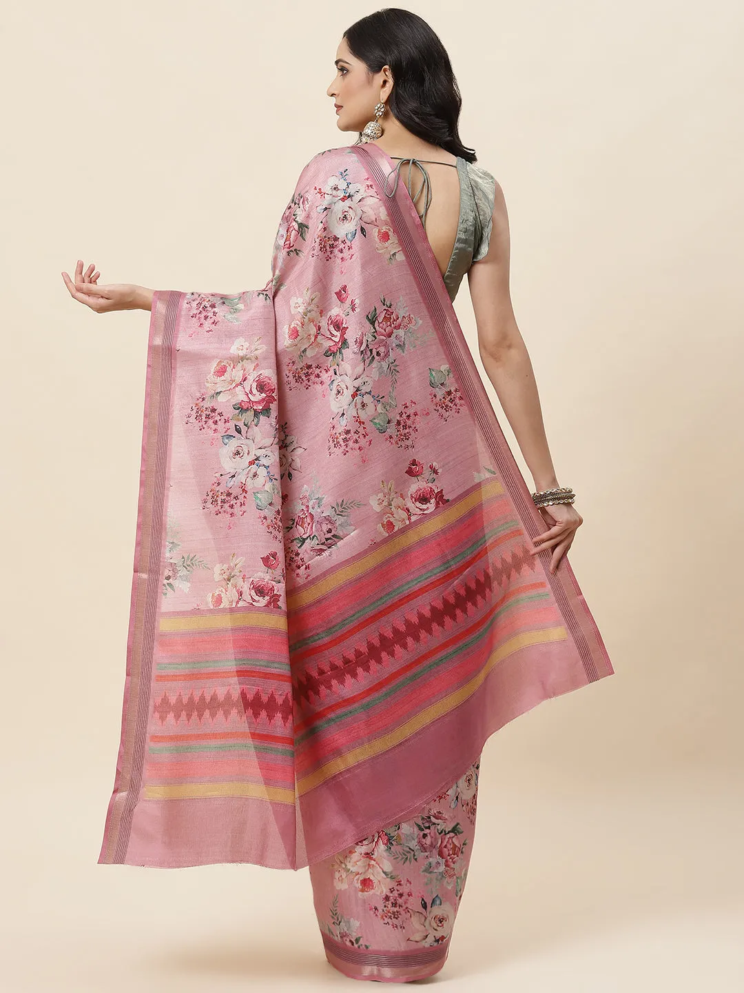 Digital Floral Printed Art Handloom Saree