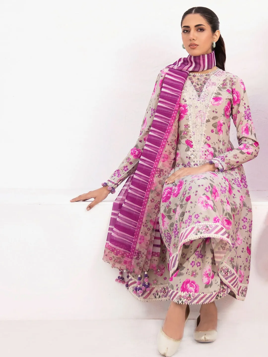 Digital Printed Embroidered Lawn