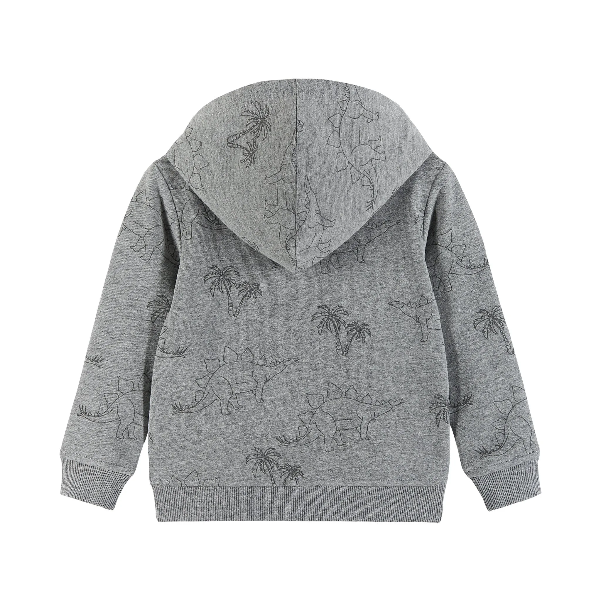 Dino & Palm Tree Print Hoodie | Grey