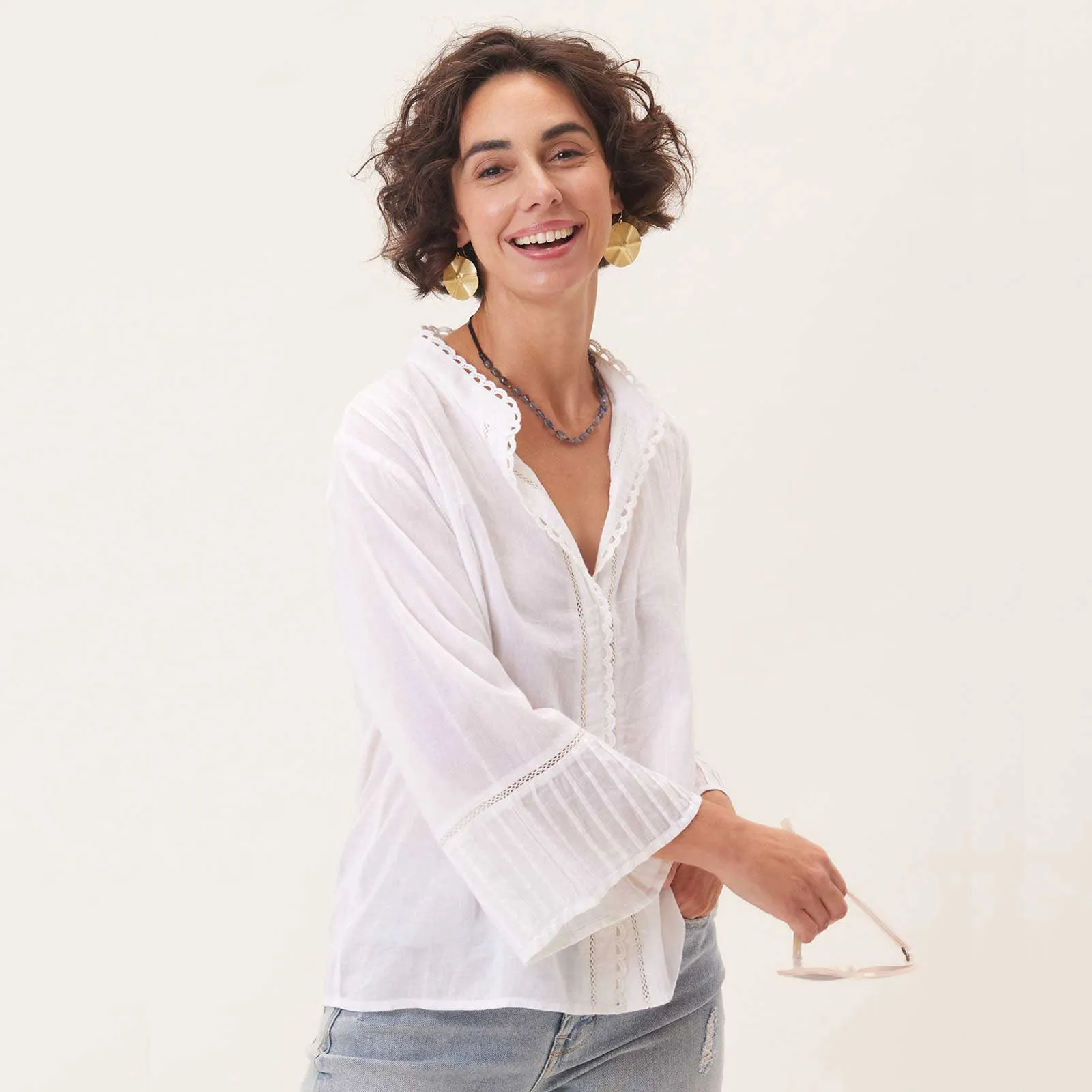 Easy Lightweight White Cotton Blouse