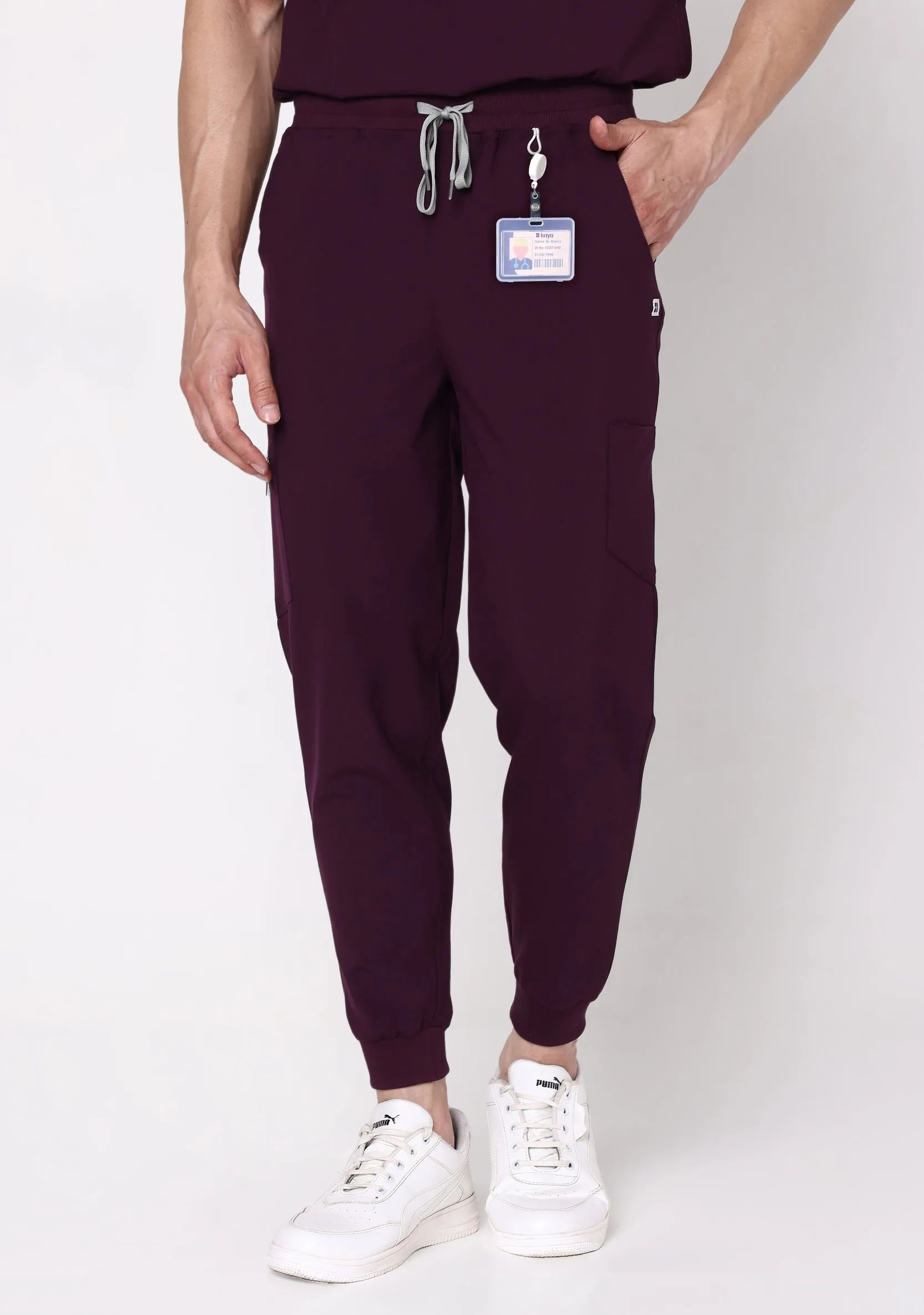 Ecoflex Men's 8 Pocket  (Wine) Jogger Scrubs