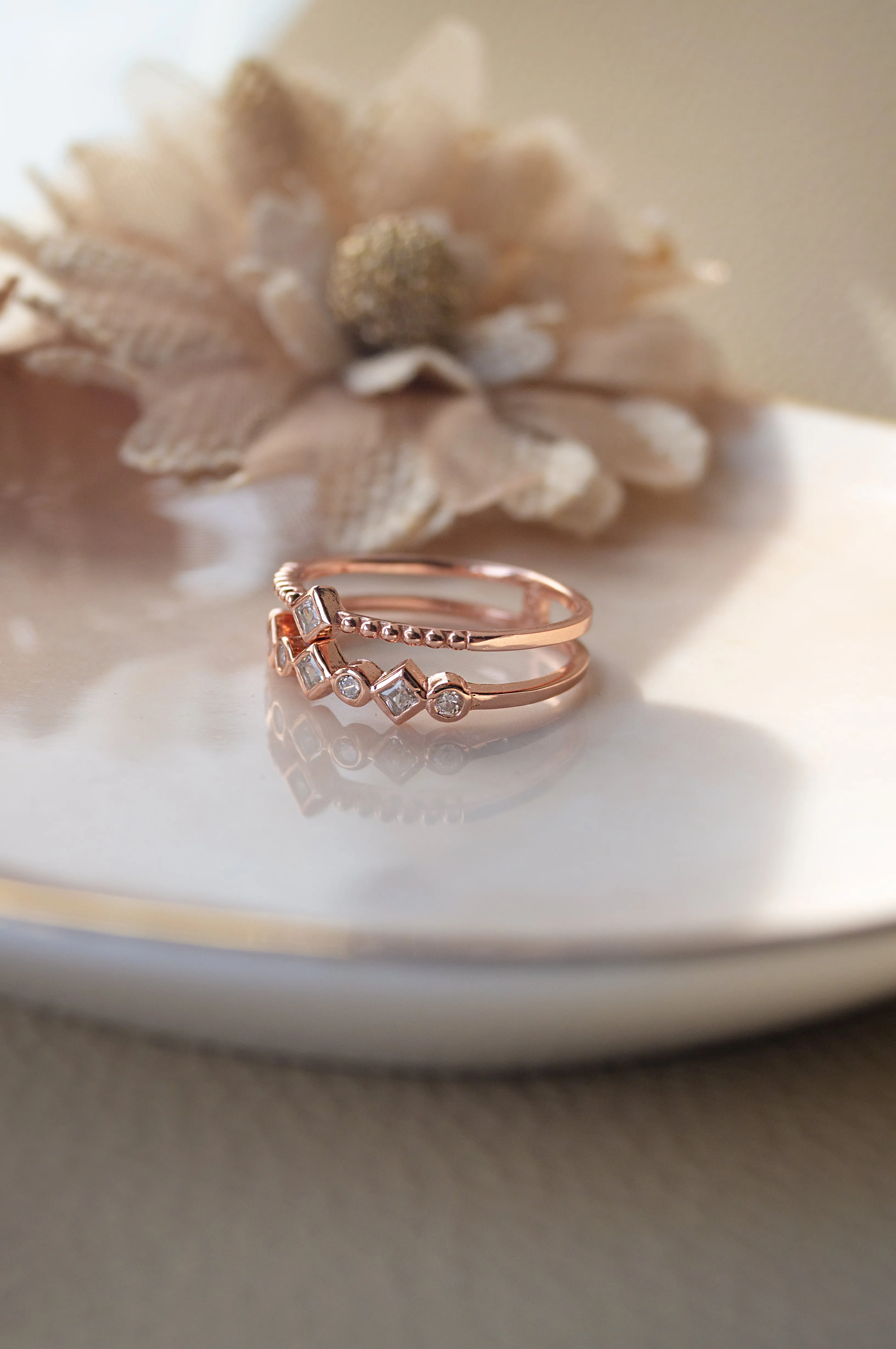 Embrace Yourself Two Layer Rose Gold Plated Sterling Silver Ring