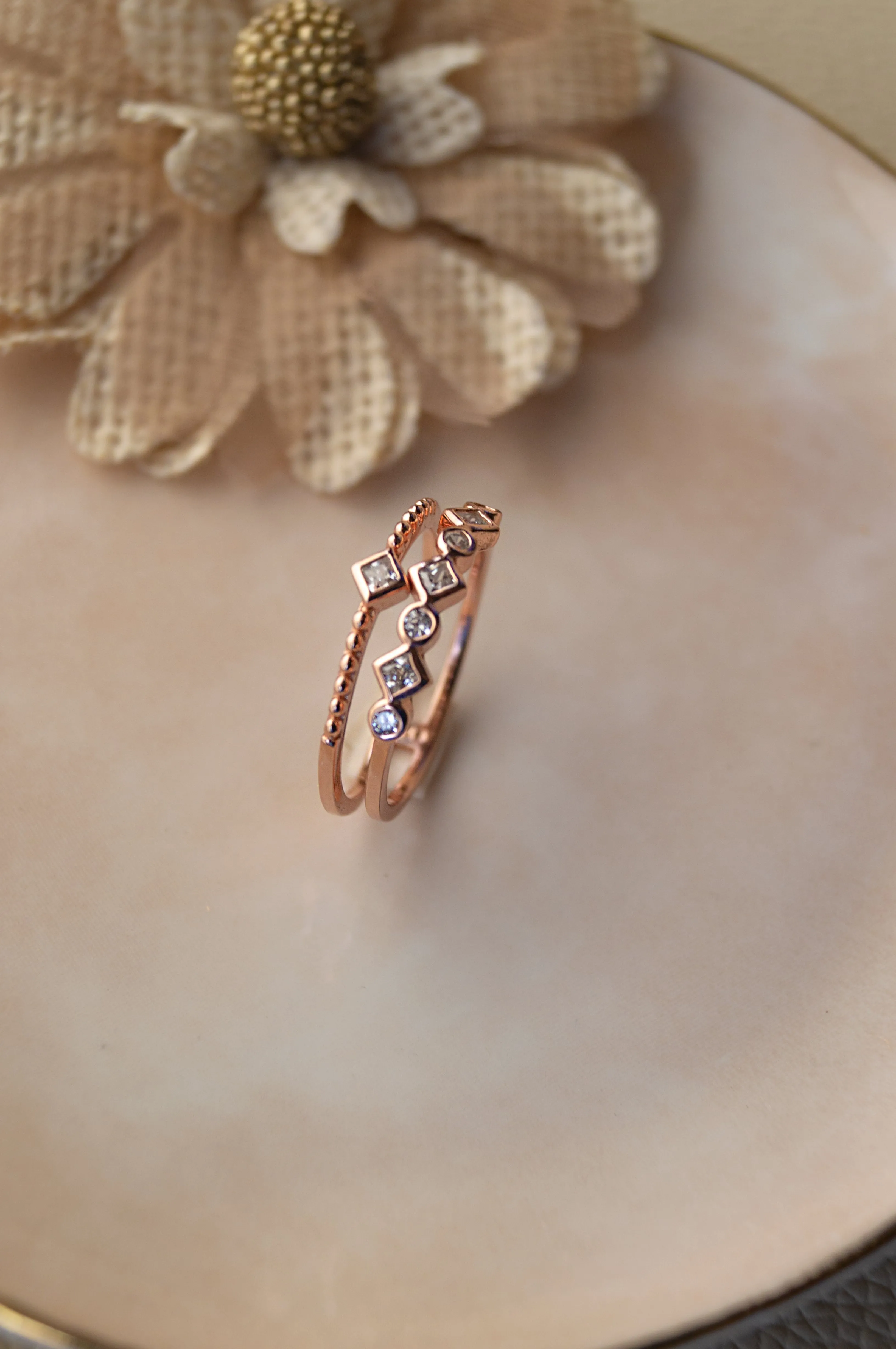 Embrace Yourself Two Layer Rose Gold Plated Sterling Silver Ring