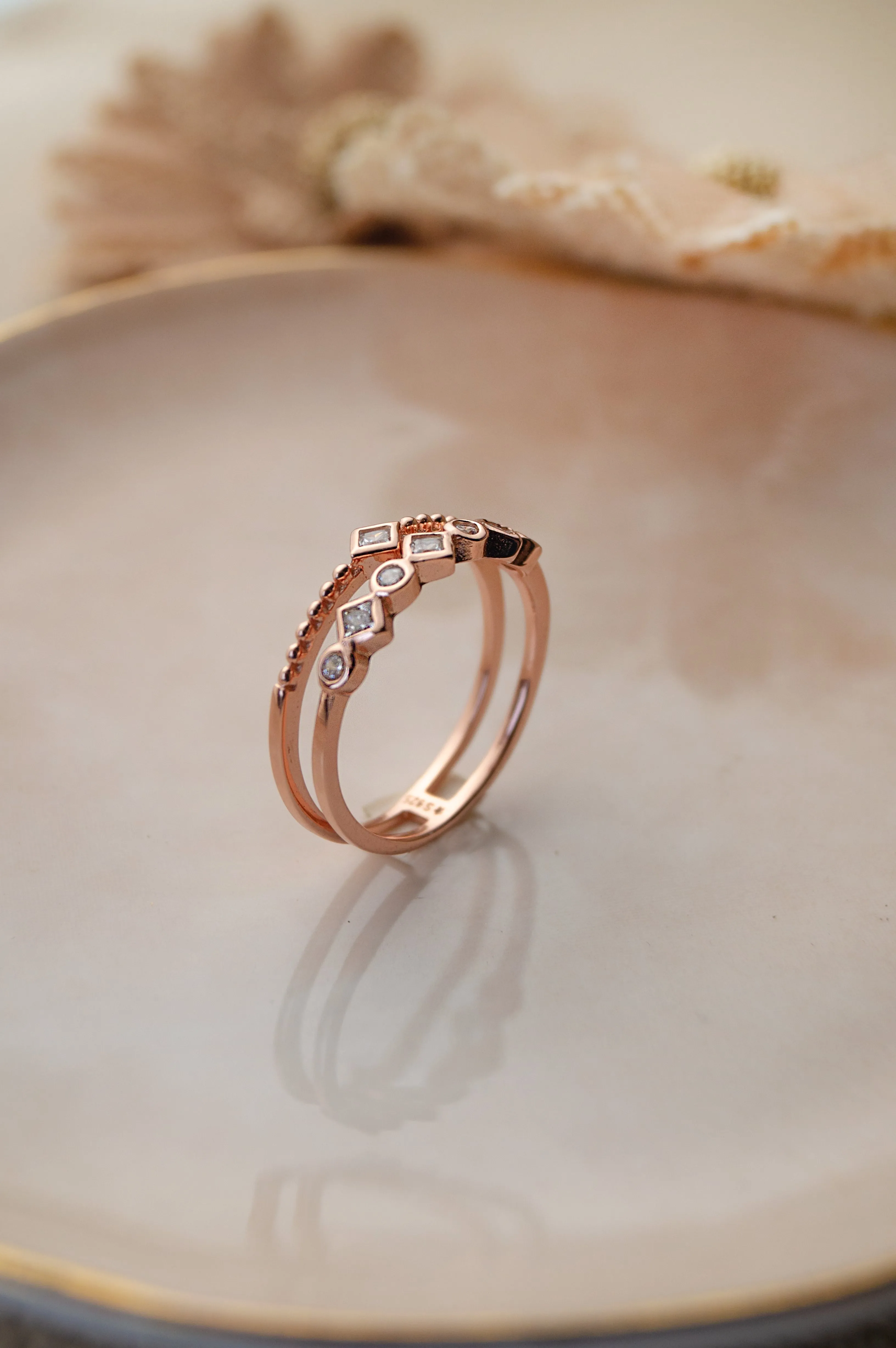 Embrace Yourself Two Layer Rose Gold Plated Sterling Silver Ring