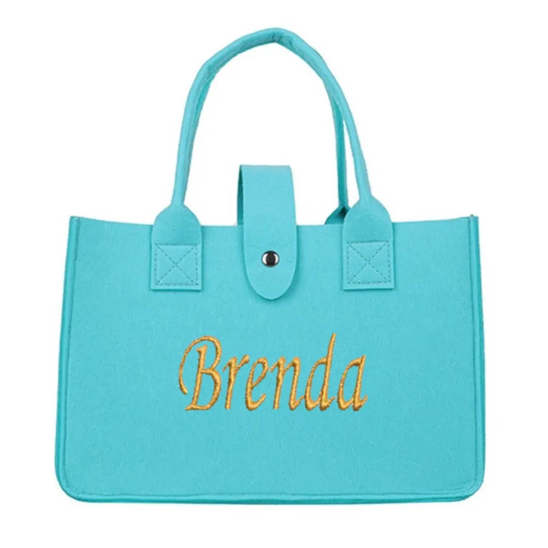 Embroidered Felt Tote Bag