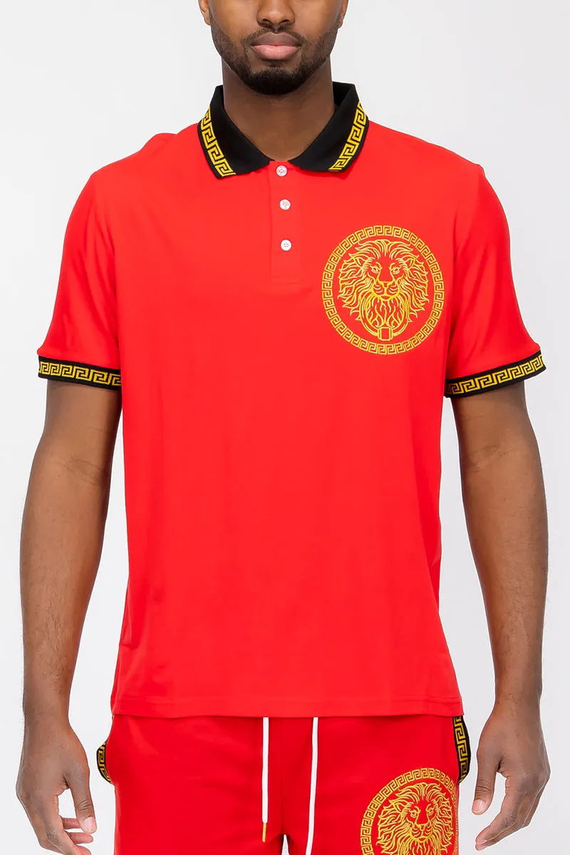 Embroidered Lion Head Polo Shirt