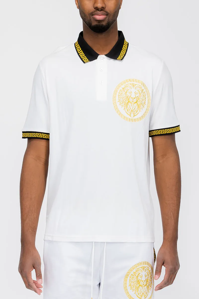 Embroidered Lion Head Polo Shirt