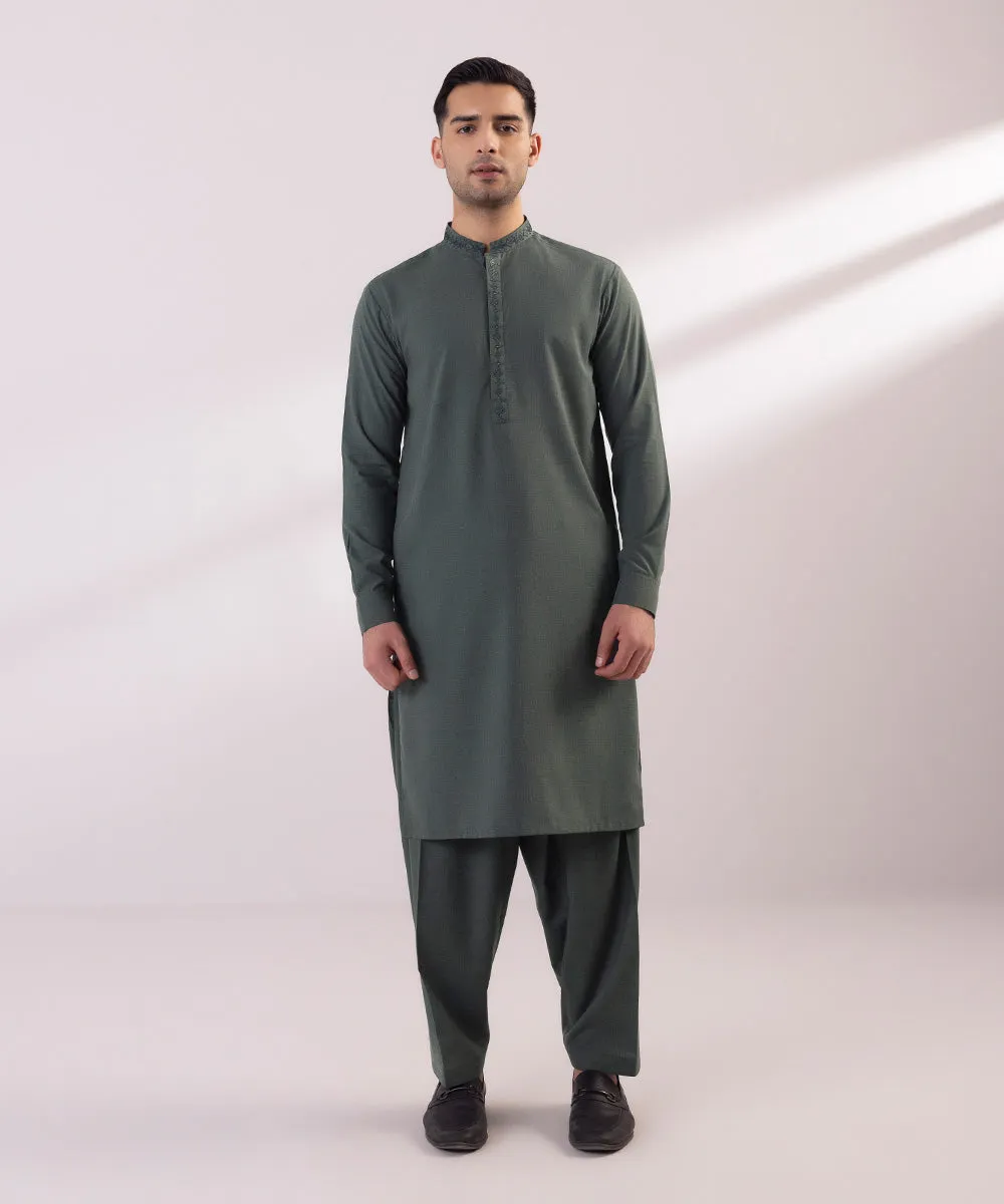 Embroidered Wash & Wear Suit